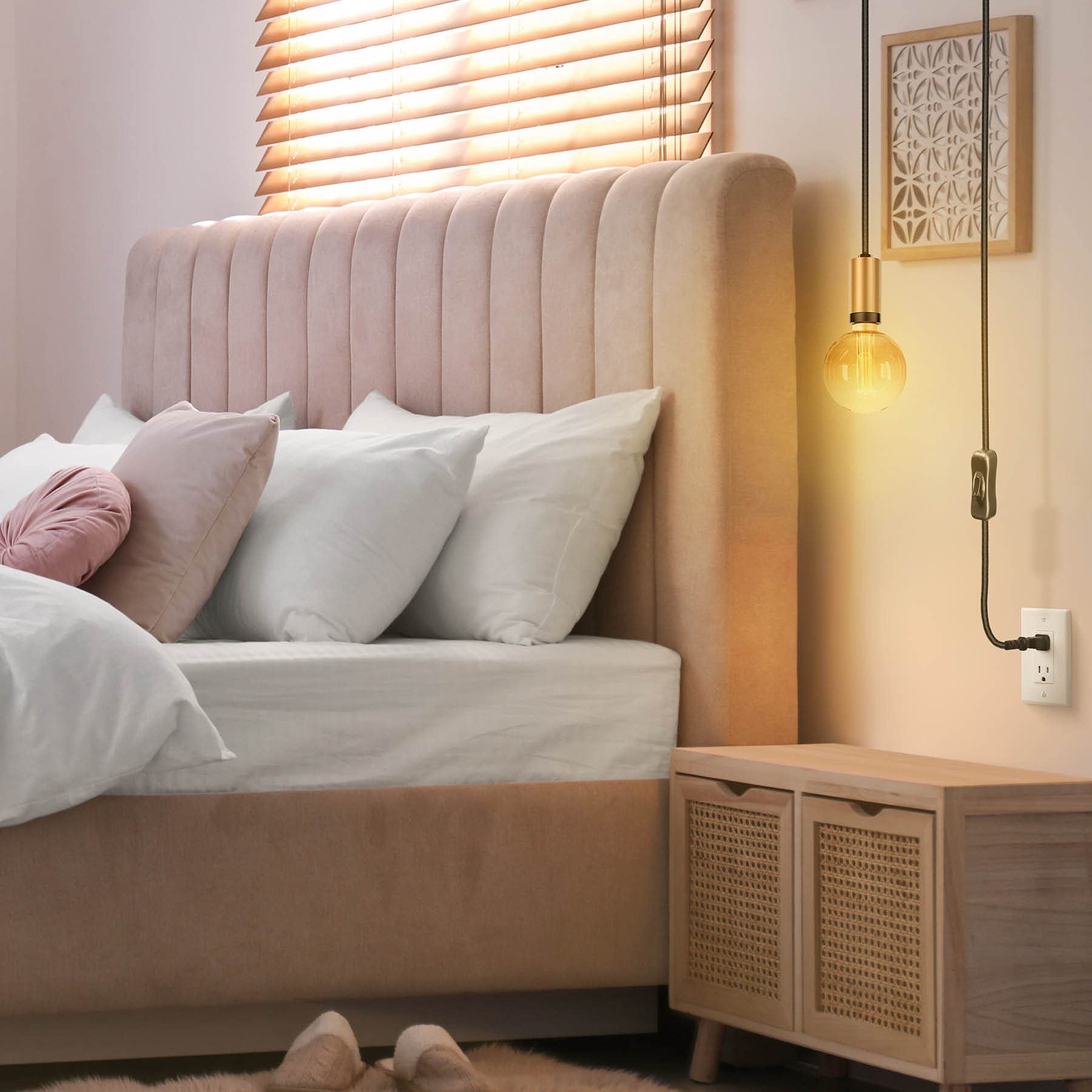 Next Glow 10Ft Pendant Light Cord With Vintage Socket, Brass & Black, Diy E26 Fixture