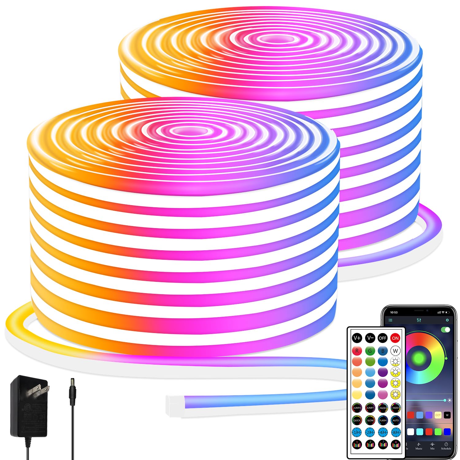 Segrass 100FT LED Rope Lights, RGB Waterproof Neon Lights, App/Remote Control, Music Sync, Flexible Outdoor Strip