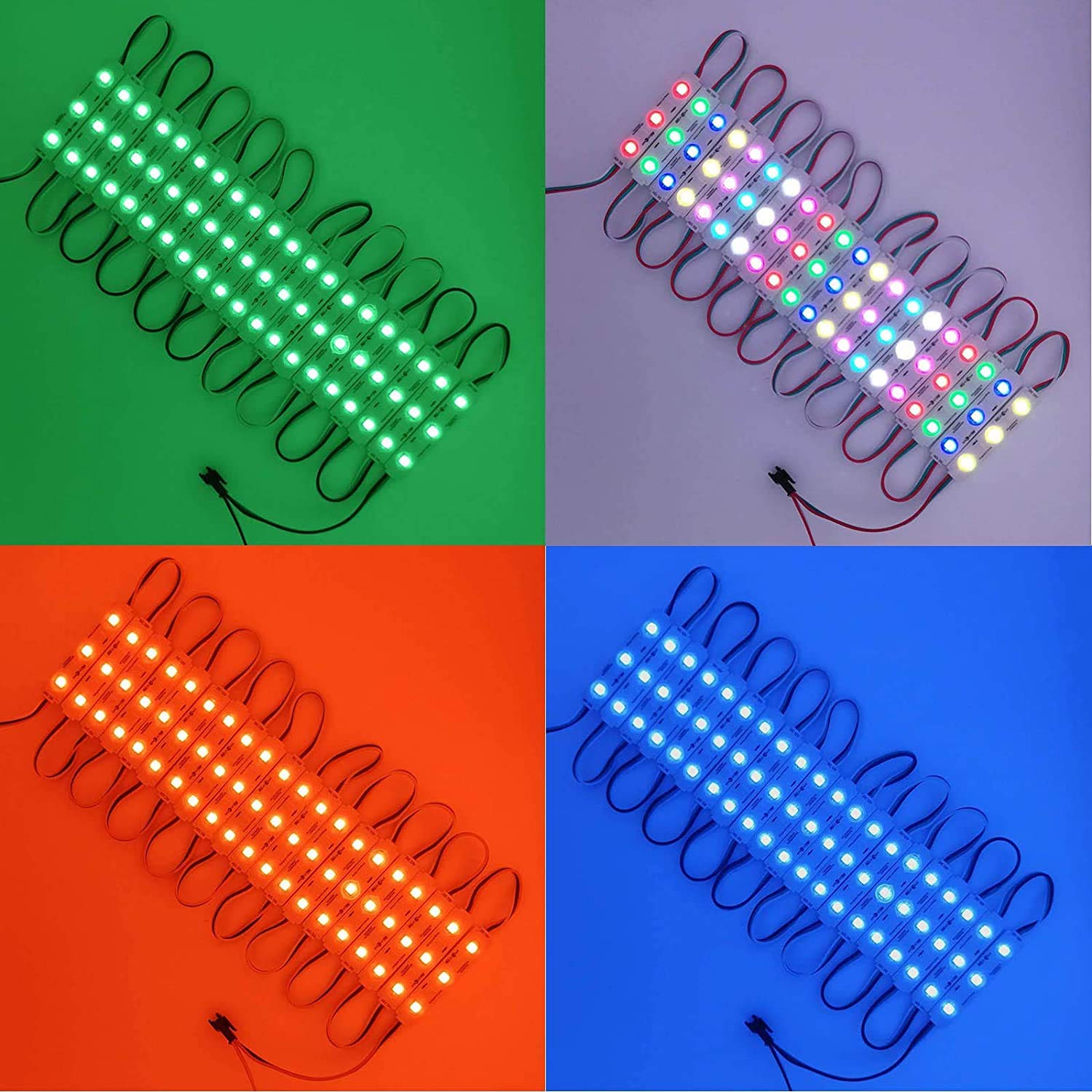 YUNBO WS2811 RGB LED Module Lights, 100Pcs, IP65 Waterproof, SMD 5050, Multicolor, Model XH-5050-3ZD
