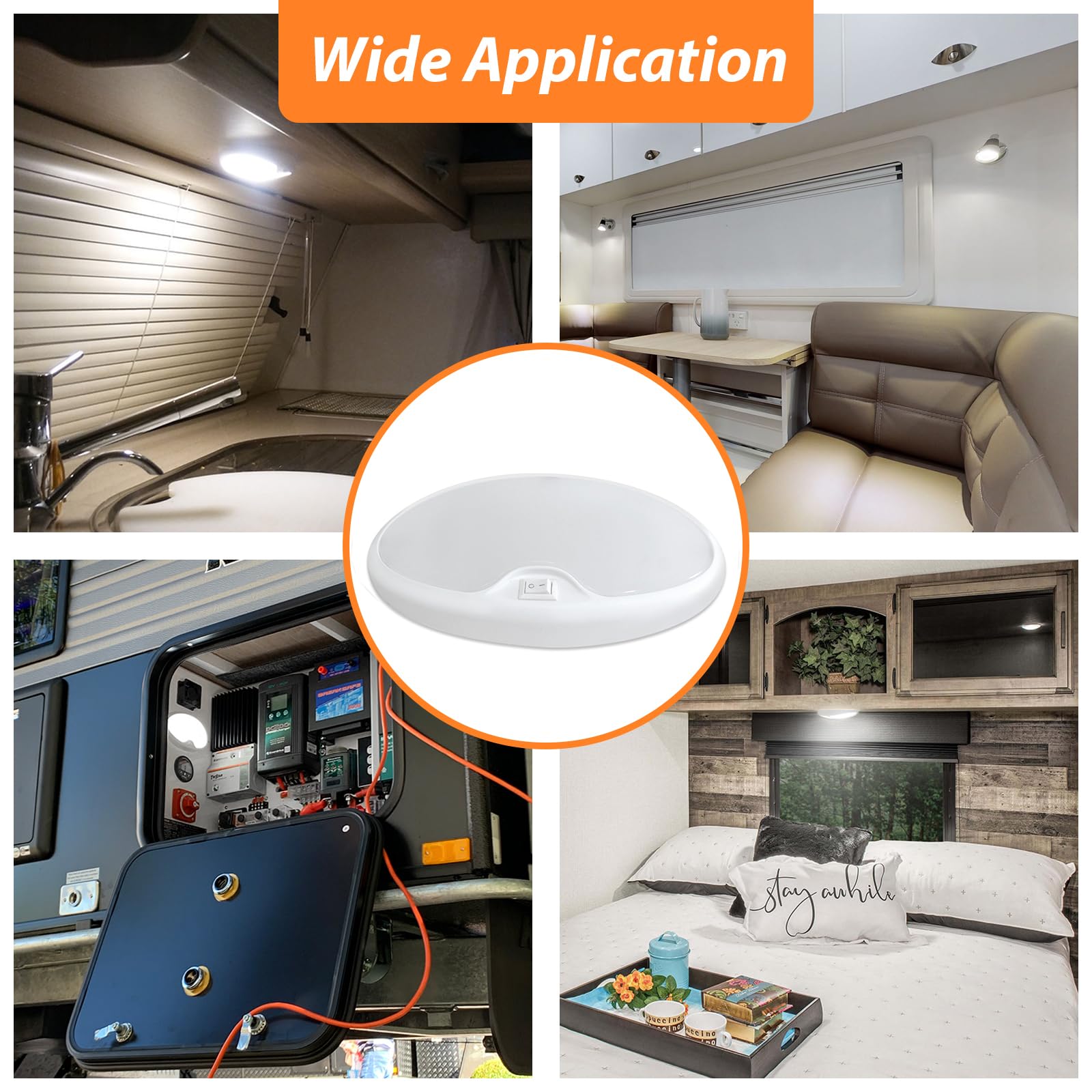 Dream Lighting 12V Led Rv Ceiling Dome Light Rv Interior Lighting For Trailer Camper With Switch, Cool White-5500K 390 Lumens