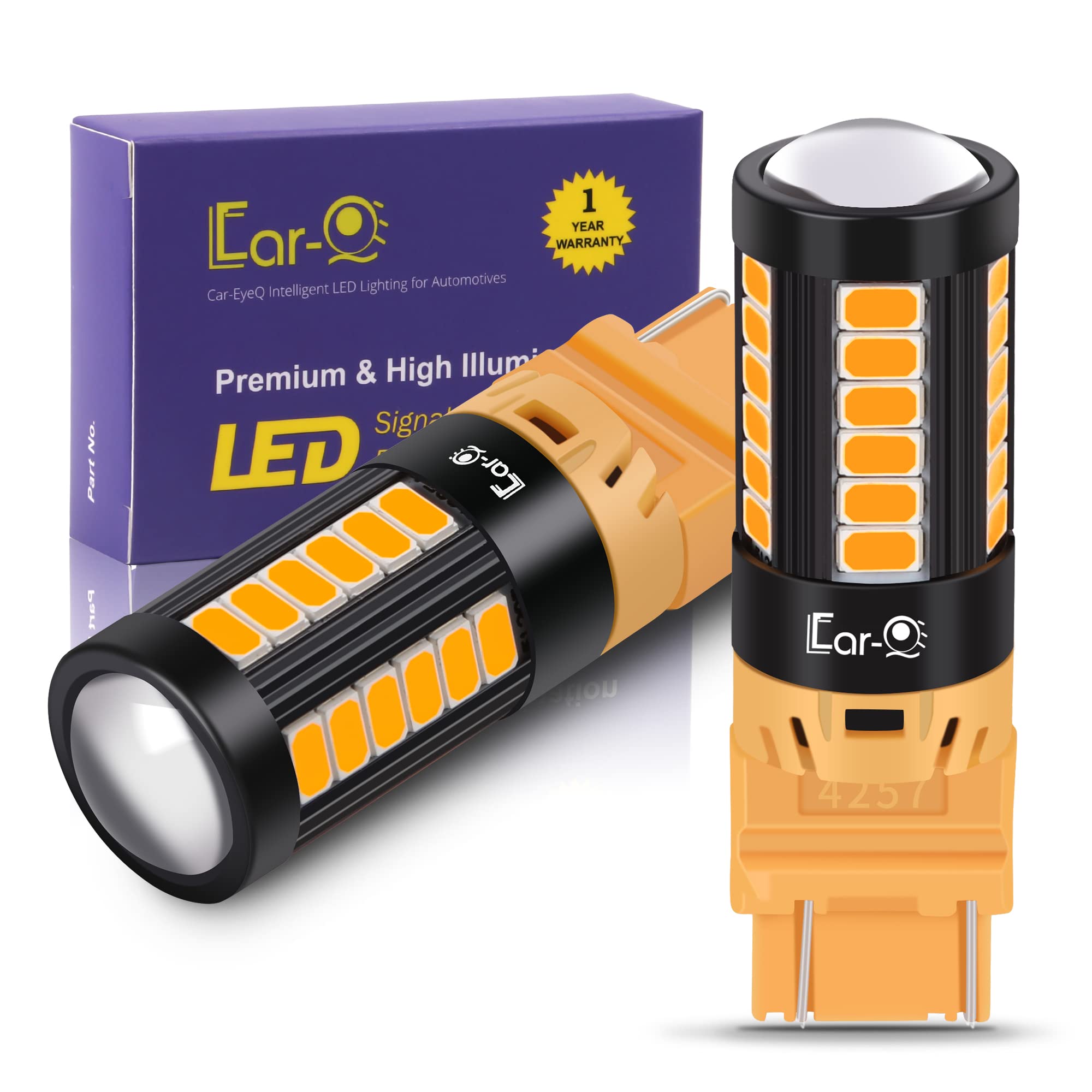 Car-Eyeq 4257 41257Na Led Bulbs, Front Turn Signal Lights Blinker/Parking Lamps 4257Nak Compatible With Ford F-150 (2019~2022),