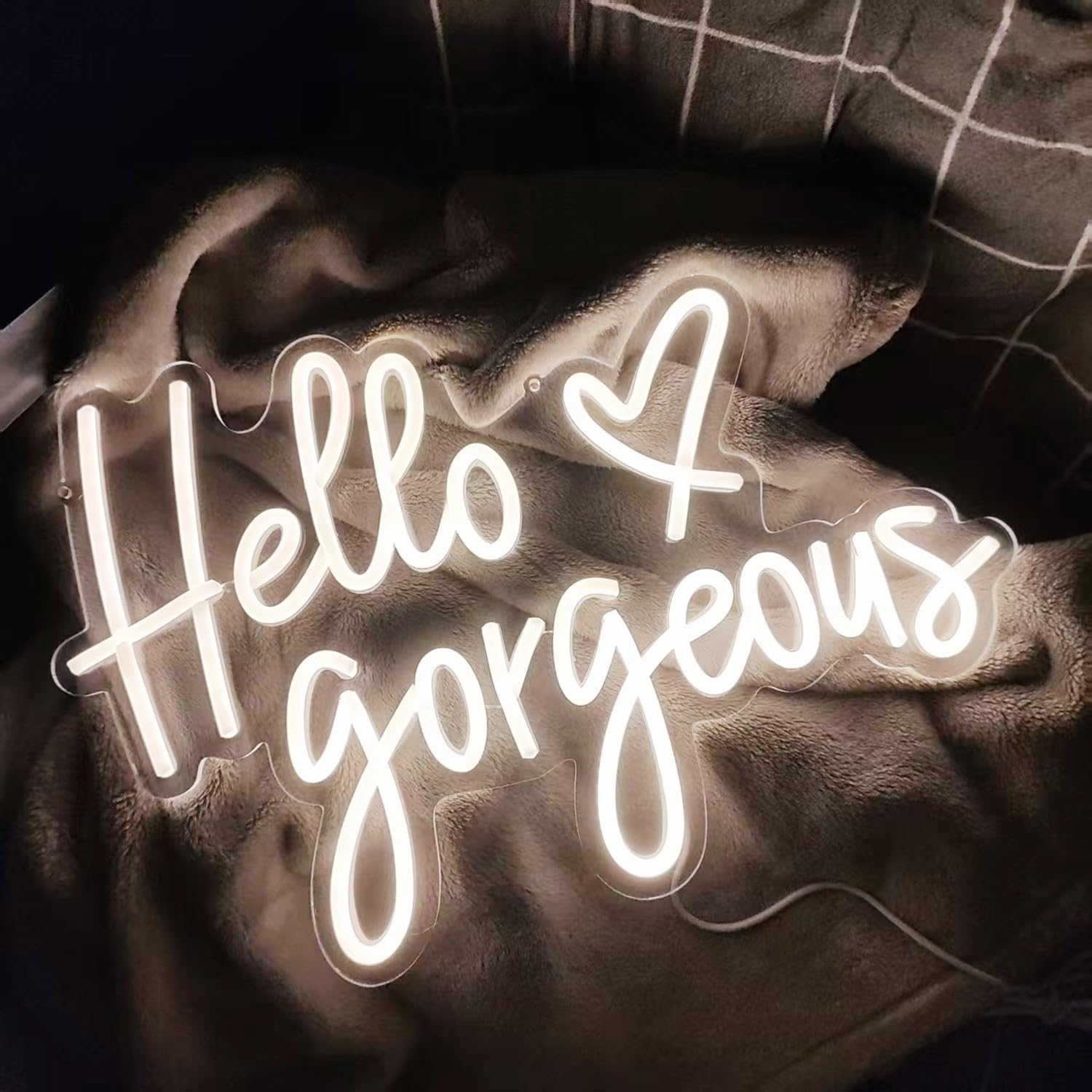 Hello Gorgeous Neon Sign Led Neon Hello Sign Decorative Art Lamp With Dimmable Switch Suitable For Home Wedding Birthday Backdrop Party 17X10In Usb Powered(Warmwhite Hello Gorgeous)