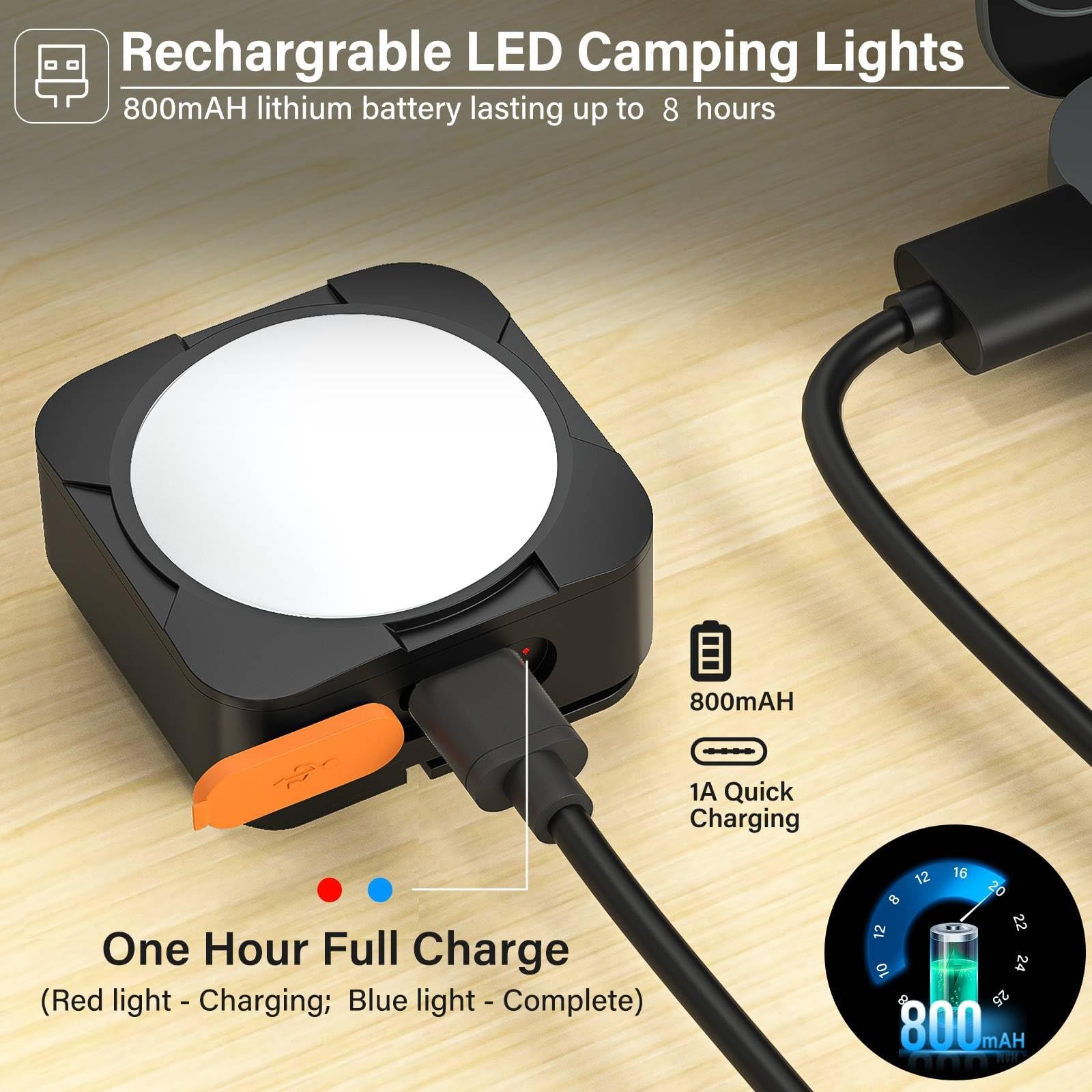 FLY2SKY Rechargeable Camping Lights Mini Flashlight LED Lantern 4 Pcs Black HF2503006