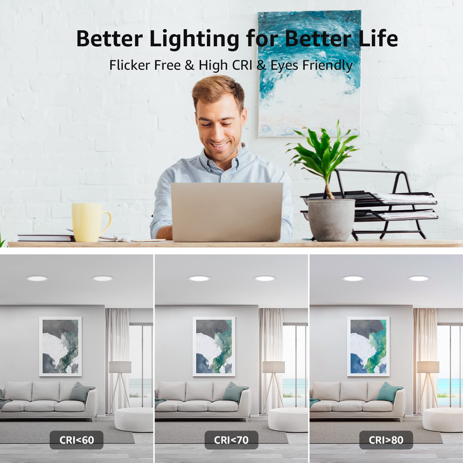 Lepro 12 Pack 4 Inch Canless Led Recessed Light Ultra-Thin, Dimmable Downlight 5000 Kelvin Daylight With Junction Box, 750 Lumen