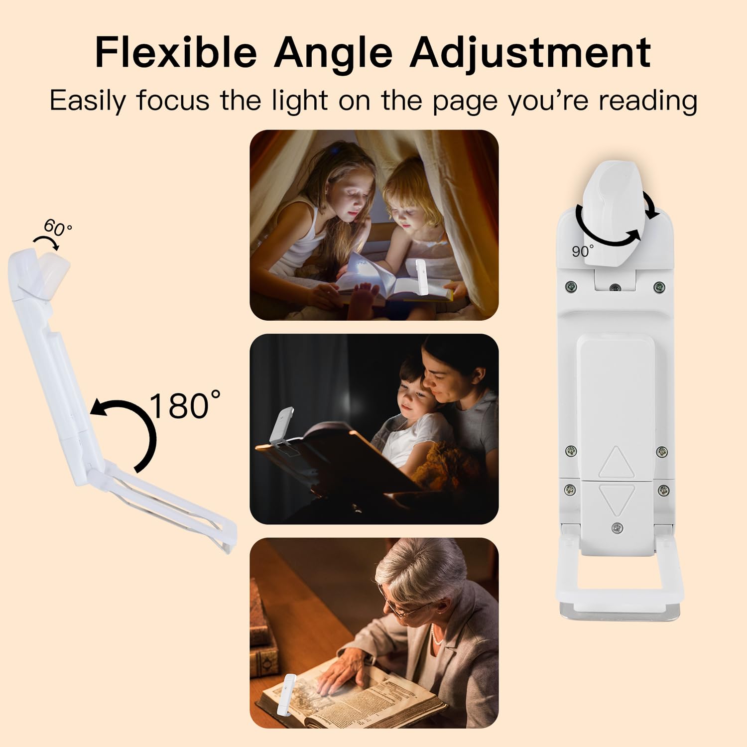Kunhe 4 Pack Usb Rechargeable Reading Lights For Kids - Clip On Book Lamp, Perfect For Night Reading & Gift