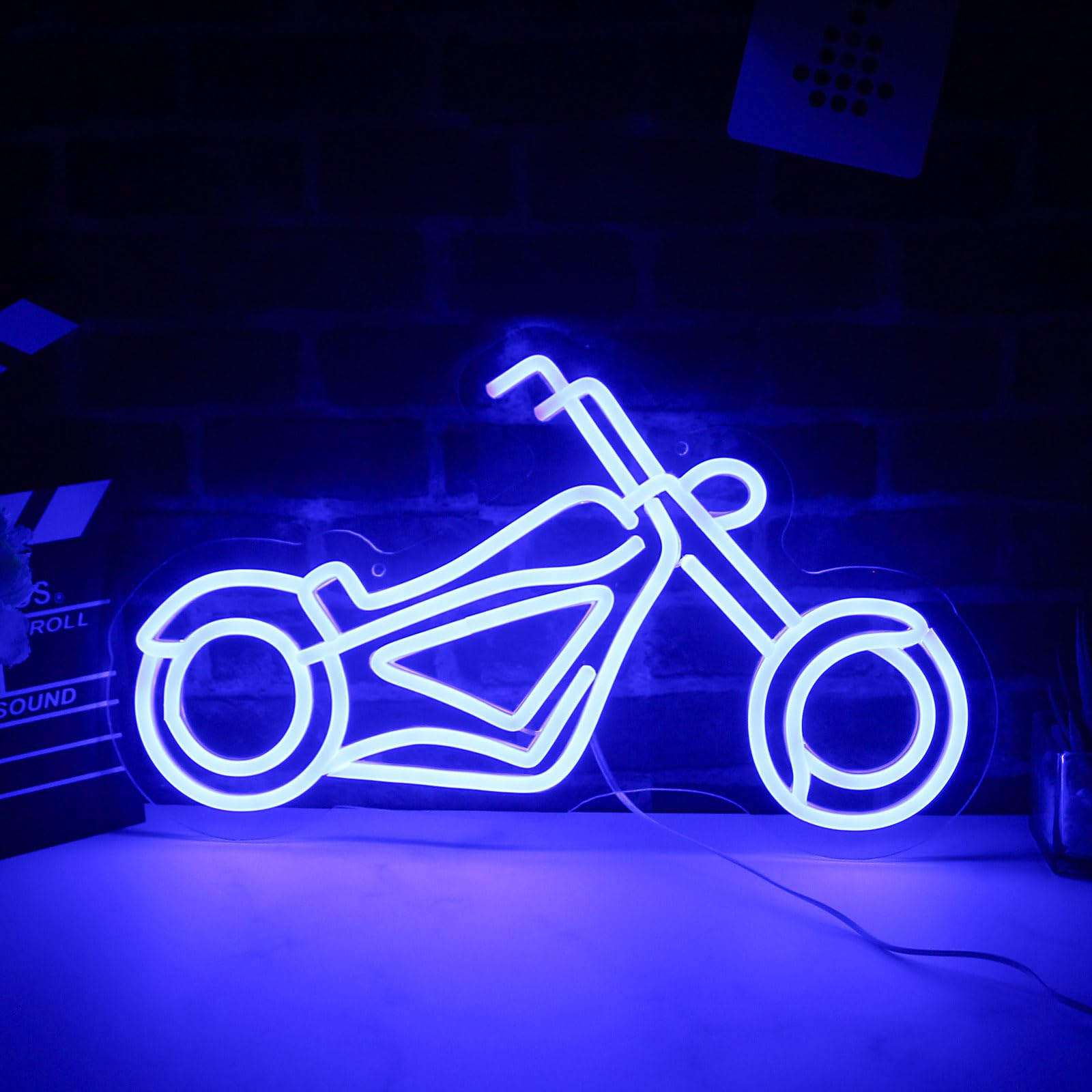 LeDigPig Motorcycle Neon Sign LED Wall Décor Light 16.8in x 10in Acrylic Motorcycle-Blue