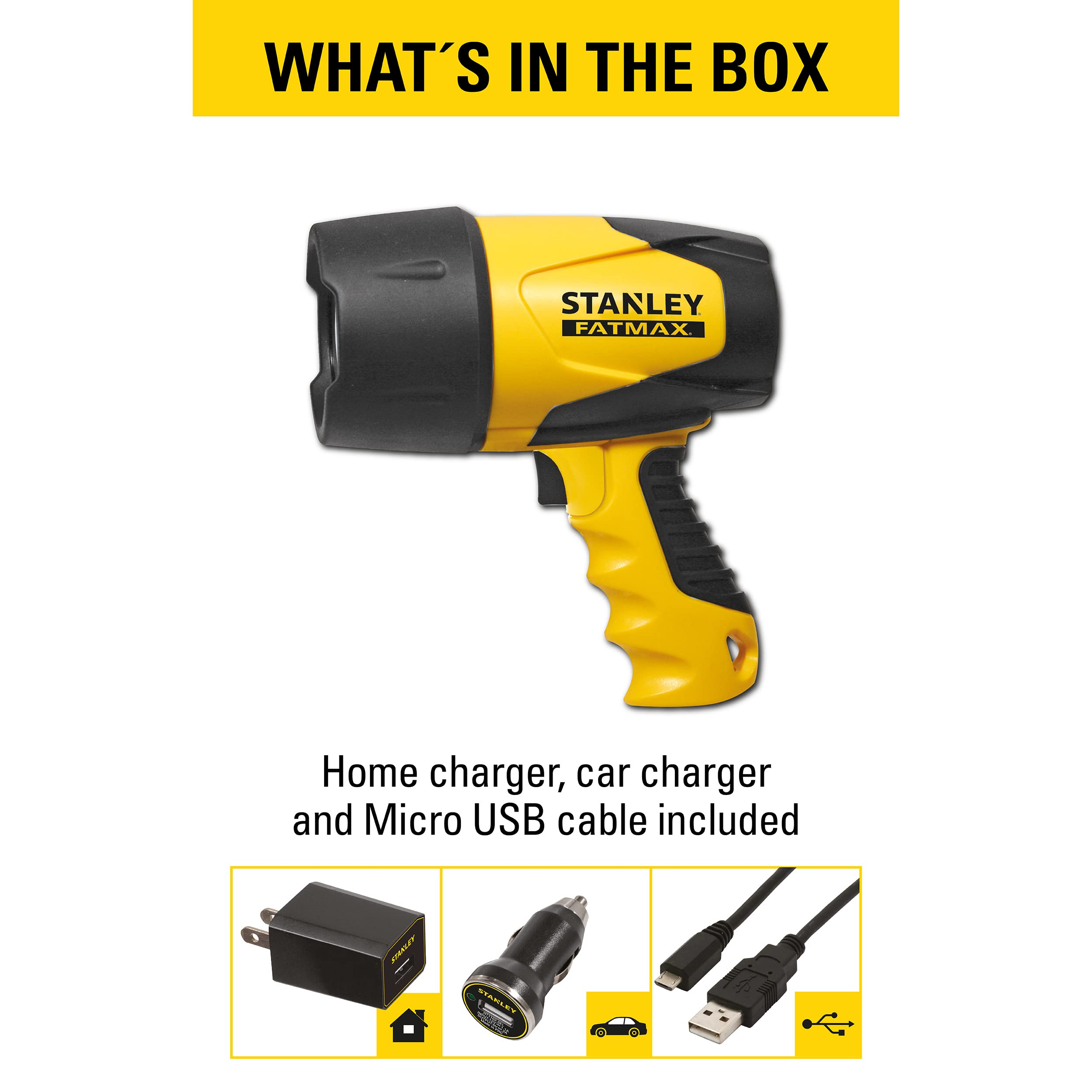 Stanley Fatmax Fl5W10 Rechargeable 520 Lumen Lithium Ion Waterproof Led Spotlight Flashlight