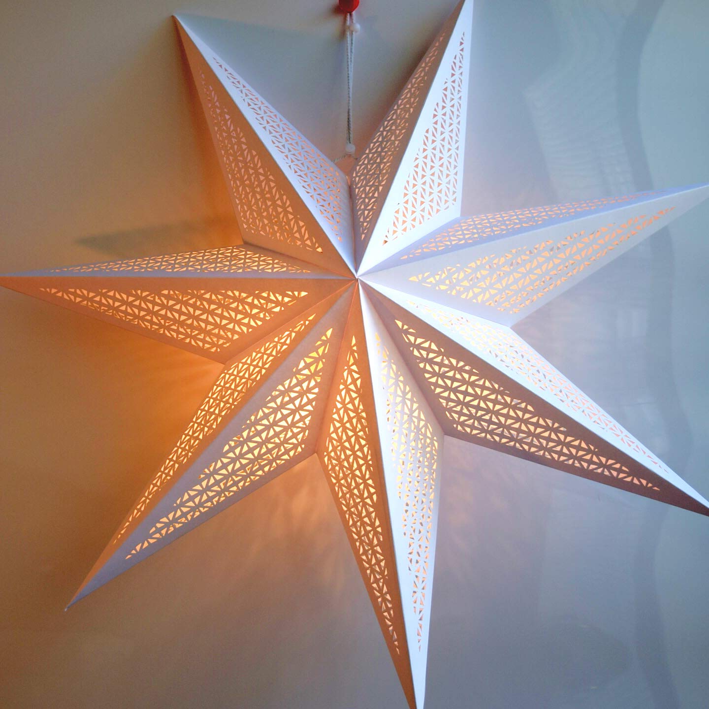 Paper Star Lantern Decoration (Cosmic White 7-Point Lighted Star) - Perfect for Weddings, Christmas Holiday, Birthday Party Cele