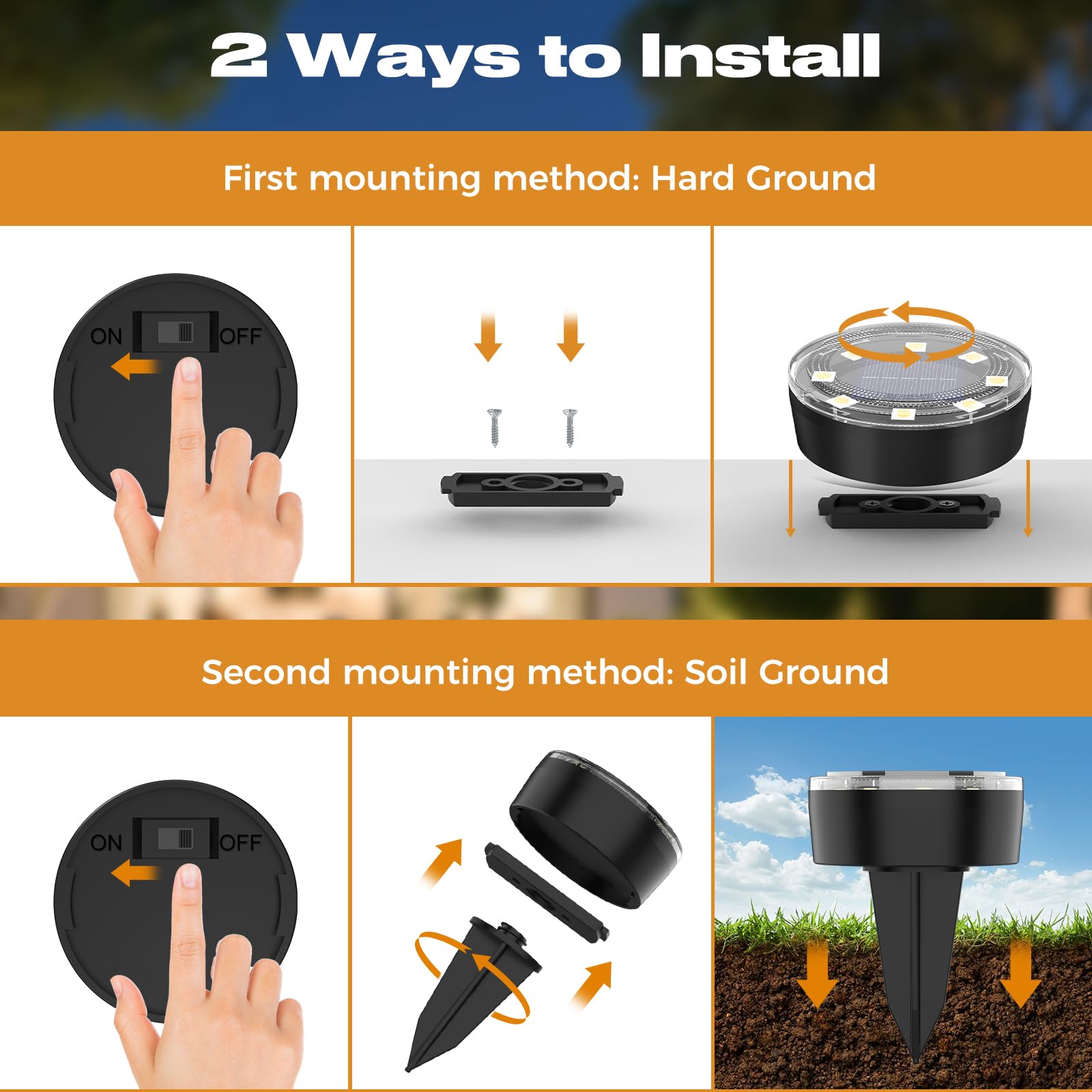 Vighep Mini Outdoor Solar Lights 8 Pack Solar Garden Light For Outside Ip65 Waterproof  8 Led Disc Landscape Lighting For Garden Yard Driveway Walkway Poolside Deck Lawn Patio Warm White