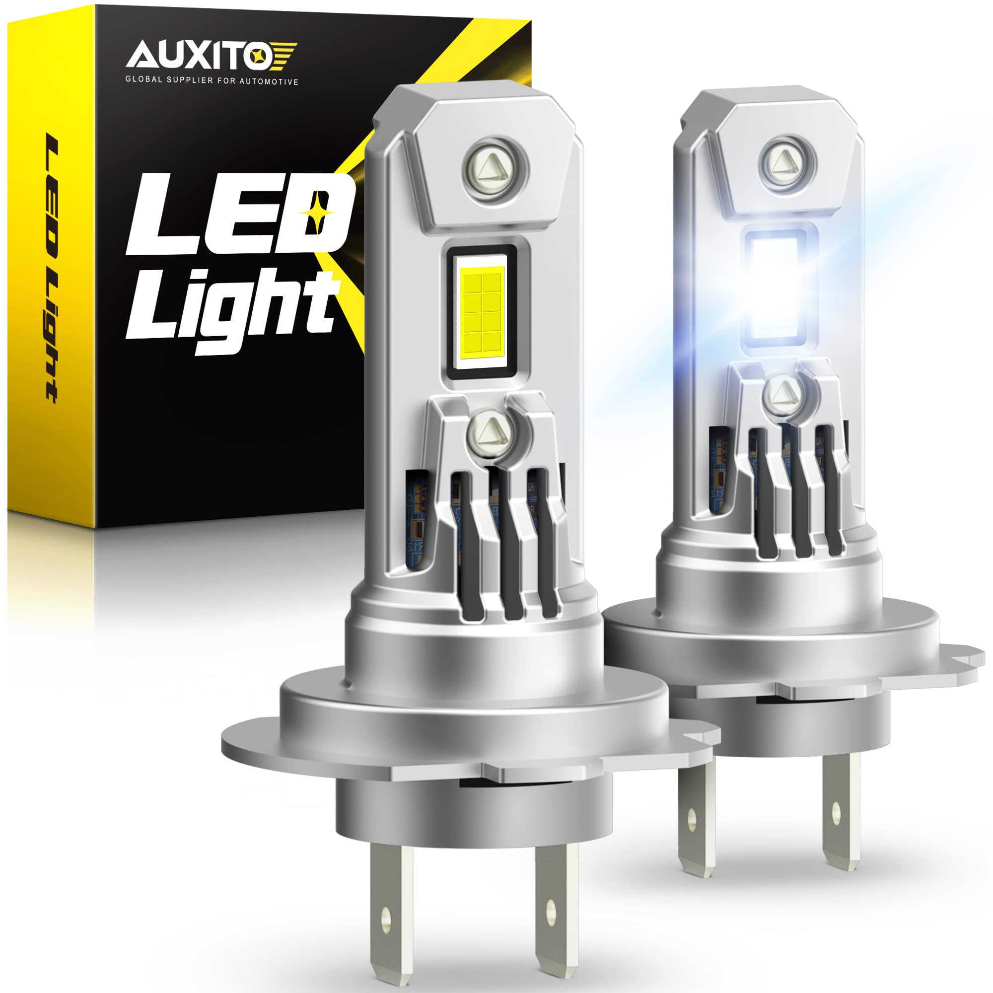 Auxito Upgradedh7 Led Bulbs, 350% Brighter, 6500K White, 1:1 Mini Size, No Adapter Required, Non-Polarity, All-In-One H7Ll Fog Light Bulb, Plug And Play, Pack Of 2