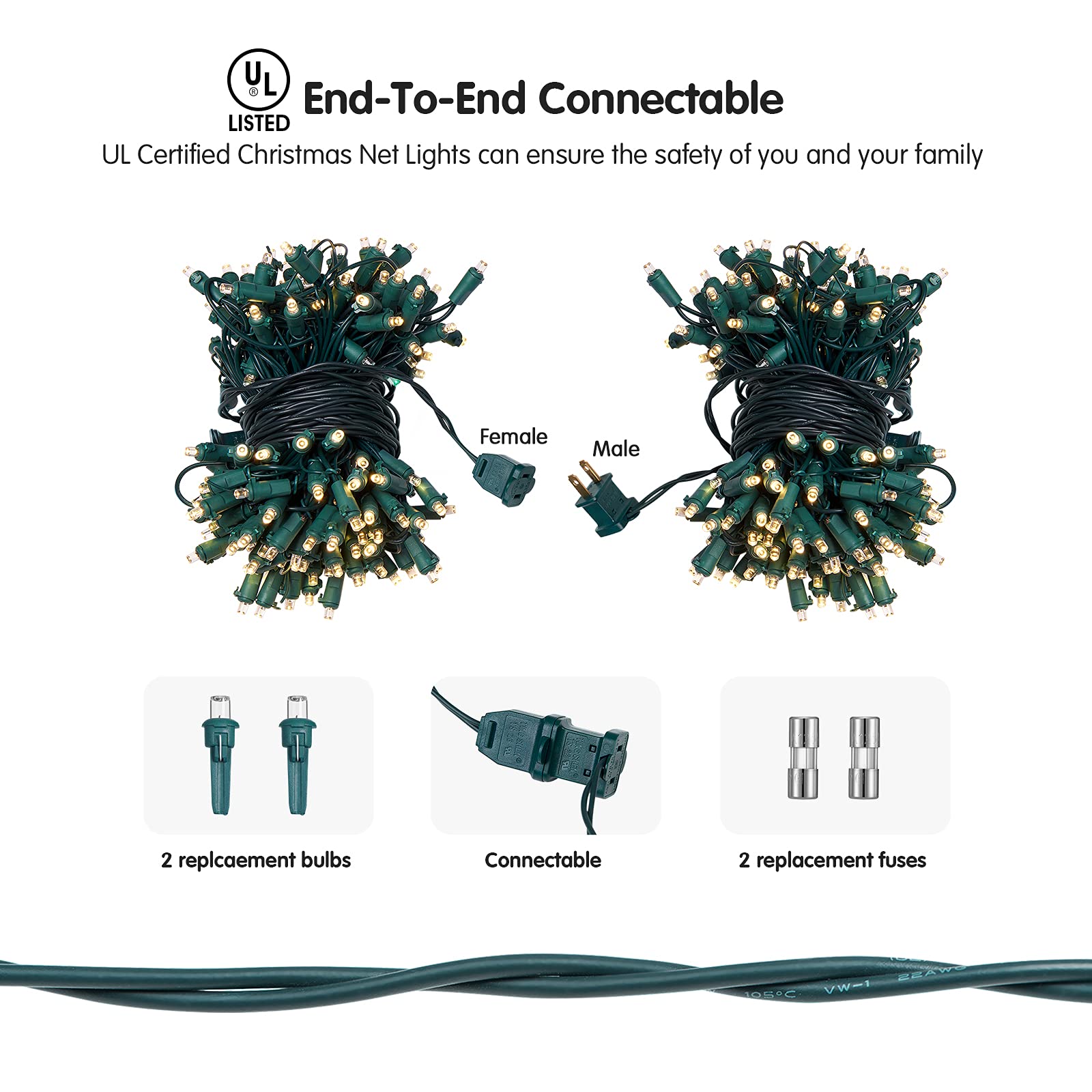 Dirnun Led Christmas Net Lights Outdoor Christmas Lights Warmwhite 160Led 5Ftx7Ft, Waterproof Outdoor Indoor Fairy Mesh Net Ligh