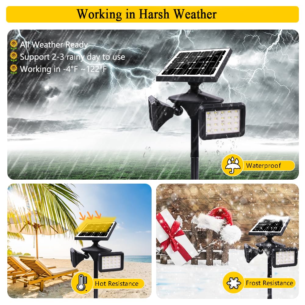 EMANER Motion Sensor Solar Light Outdoor, 6000K LED Flood Light, Waterproof, Plastic/Aluminum, 1-Pack, Model YH0508