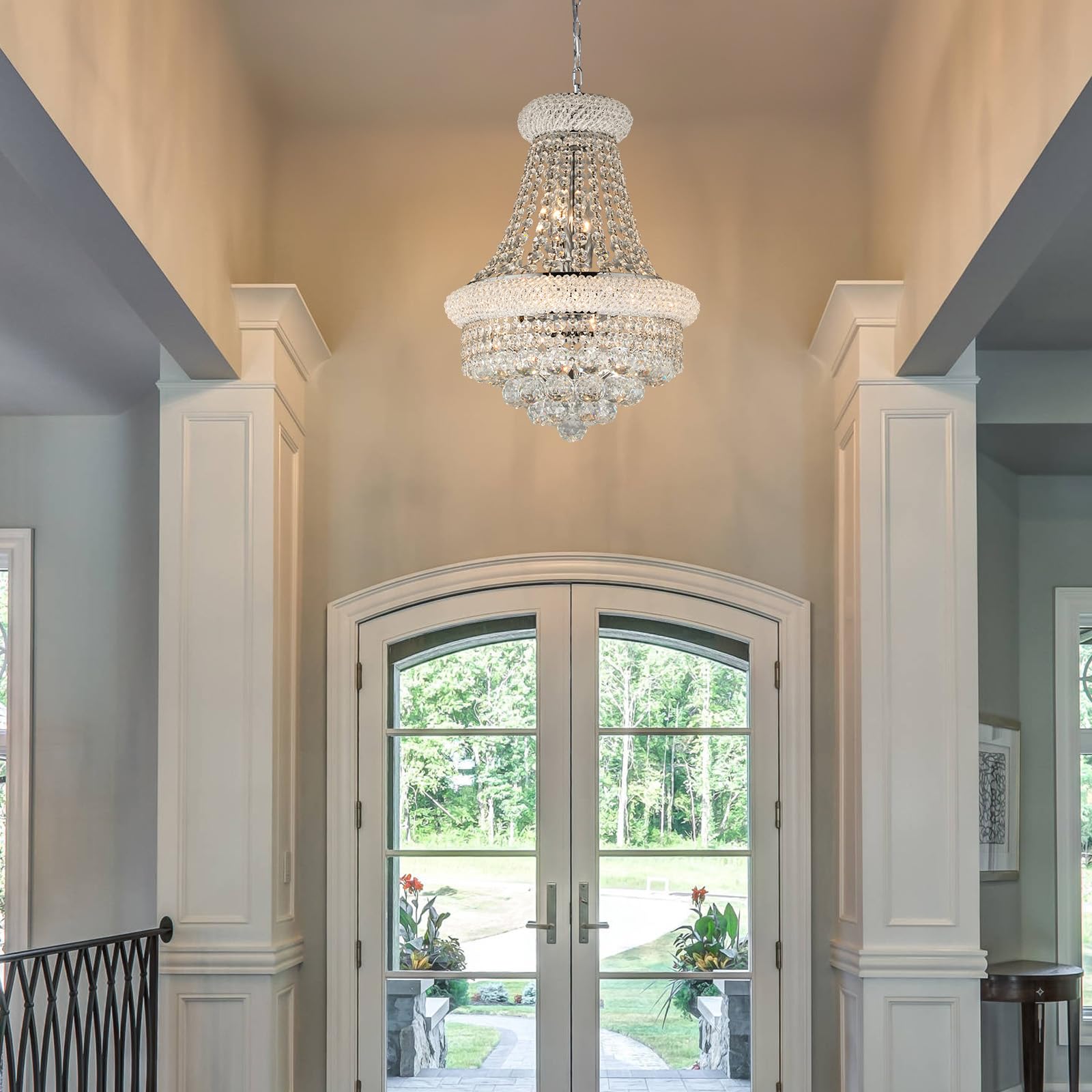 Crystal Chandeliers For Dining Room Light Fixtures Over Table  Empire Style K9 Crystal Chandelier For Living Room  6 Lights Chrome stylish Lighting Fixtures For Bedroom Kitchen Island Entryway D15 Inch
