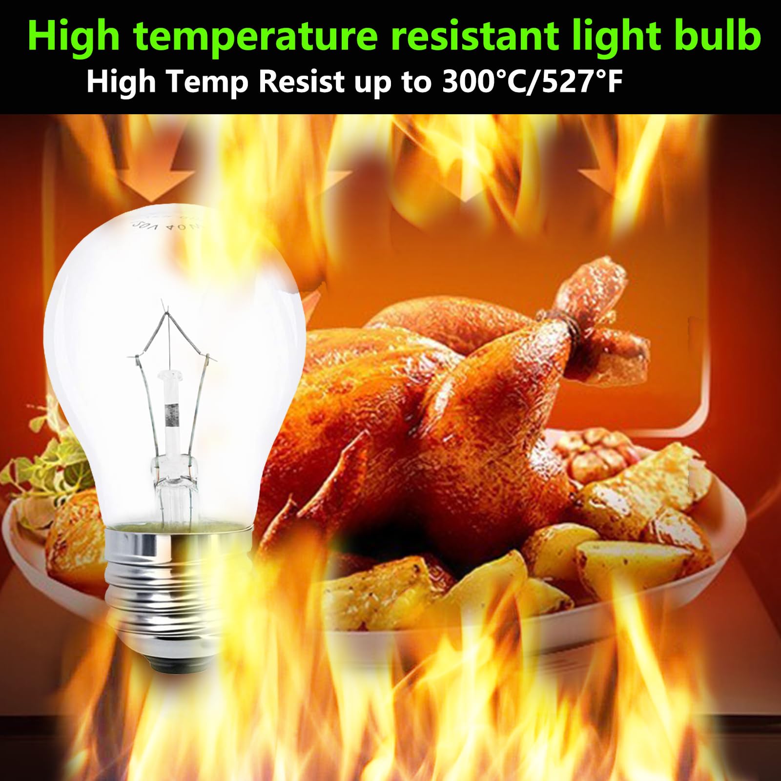 Qykavm Oven Light Bulb A15 40W Appliance Light Bulbs For Ovens/Microwaves/Range Hood/Refrigerator,High Temperature Resistance 30