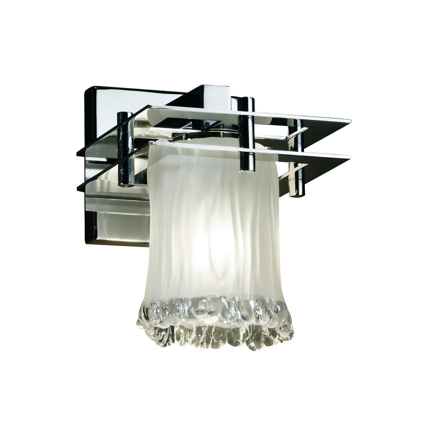 Justice Design Group Veneto Luce 1-Light Wall Sconce - Polished Chrome Finish with White Frosted Venetian Glass Shade