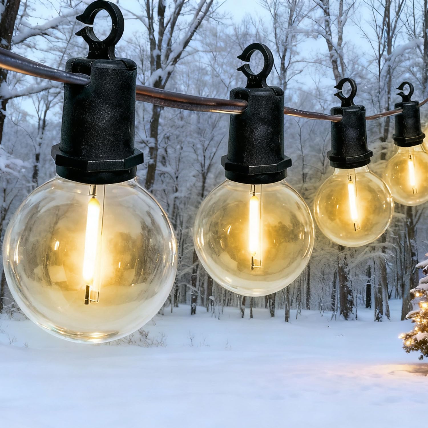 Xingzd LED Outdoor String Lights, 50ft G40 Globe Hanging Patio Lights with 25 Shatterproof Waterproof Bulbs, Dimmable Hanging Co