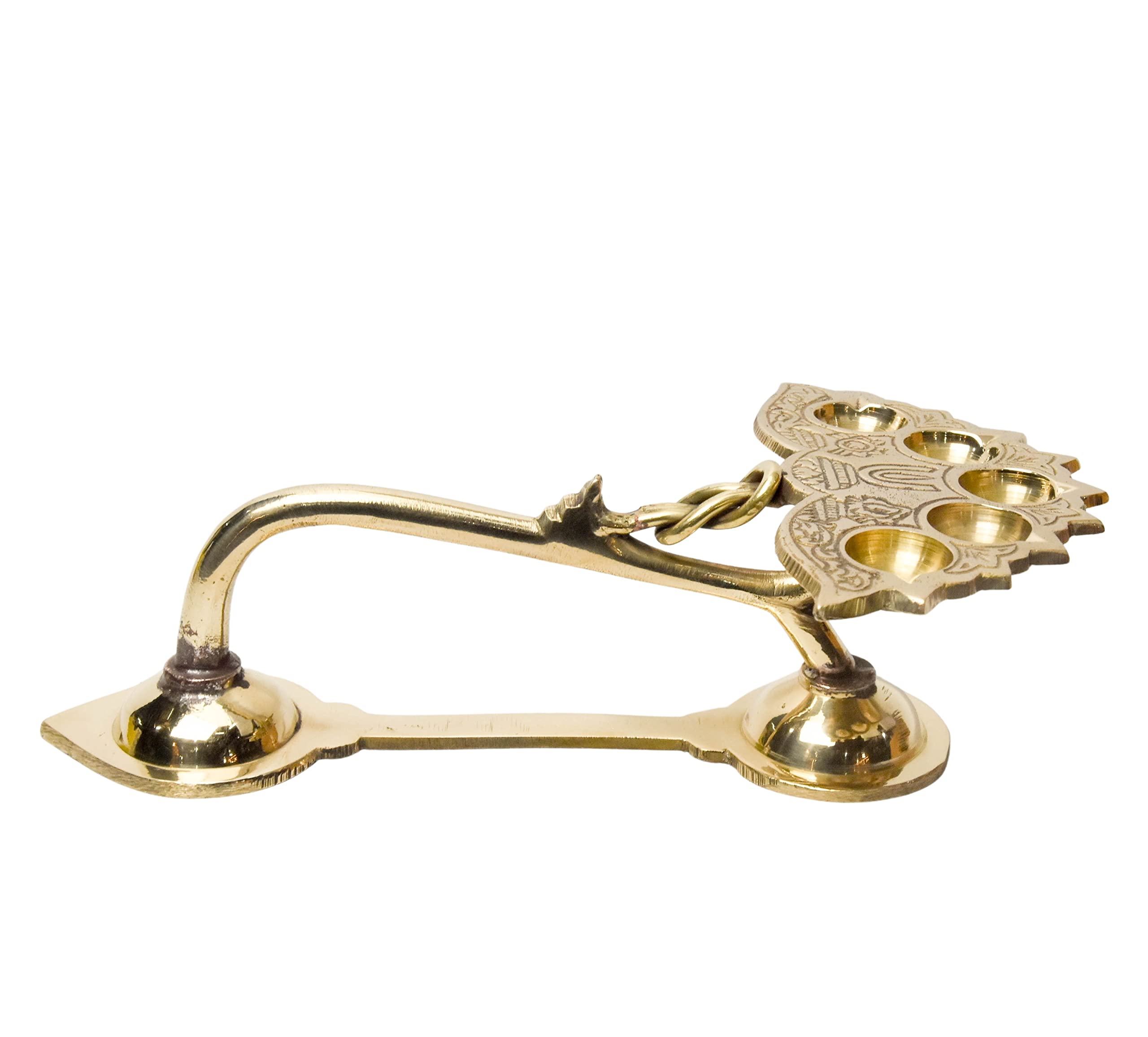 Bhimonee Decor Pure Brass Ganga Aarti, Deep, Deepak, Diya for Pooja Purposes, 2.4 Inches, 410gm