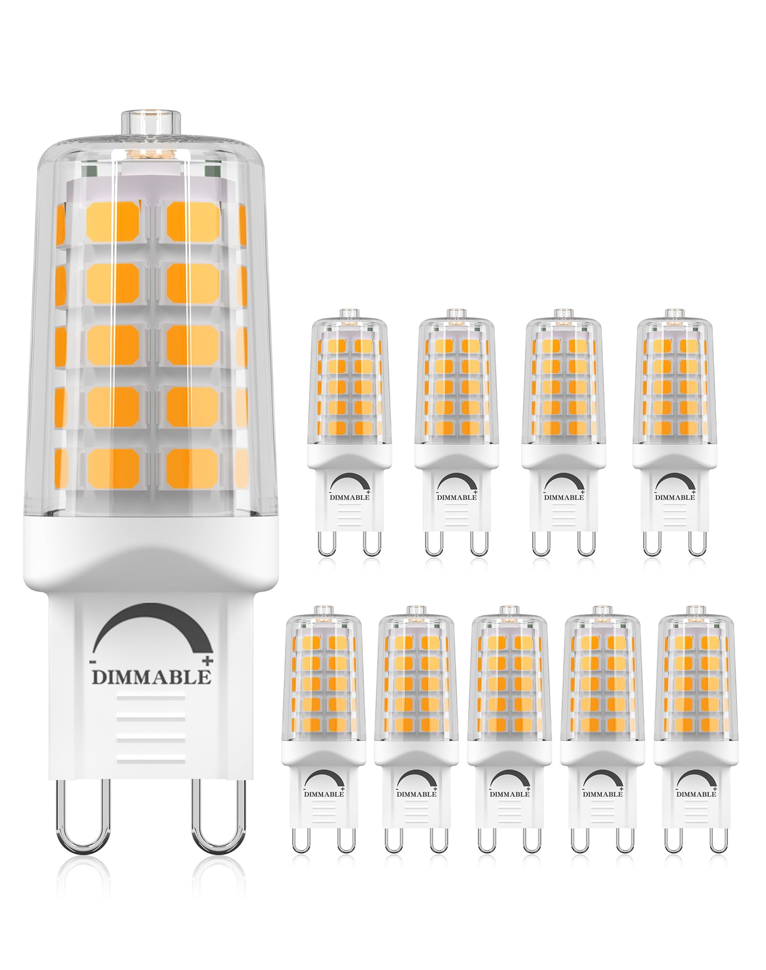 Gohdlamp 10 Pack Dimmable G9 Led Bulbs - 40W Equivalent Chandelier Lights, Warm White 2700K, 450 Lumen, Bi-Pin Standard Base, 4W