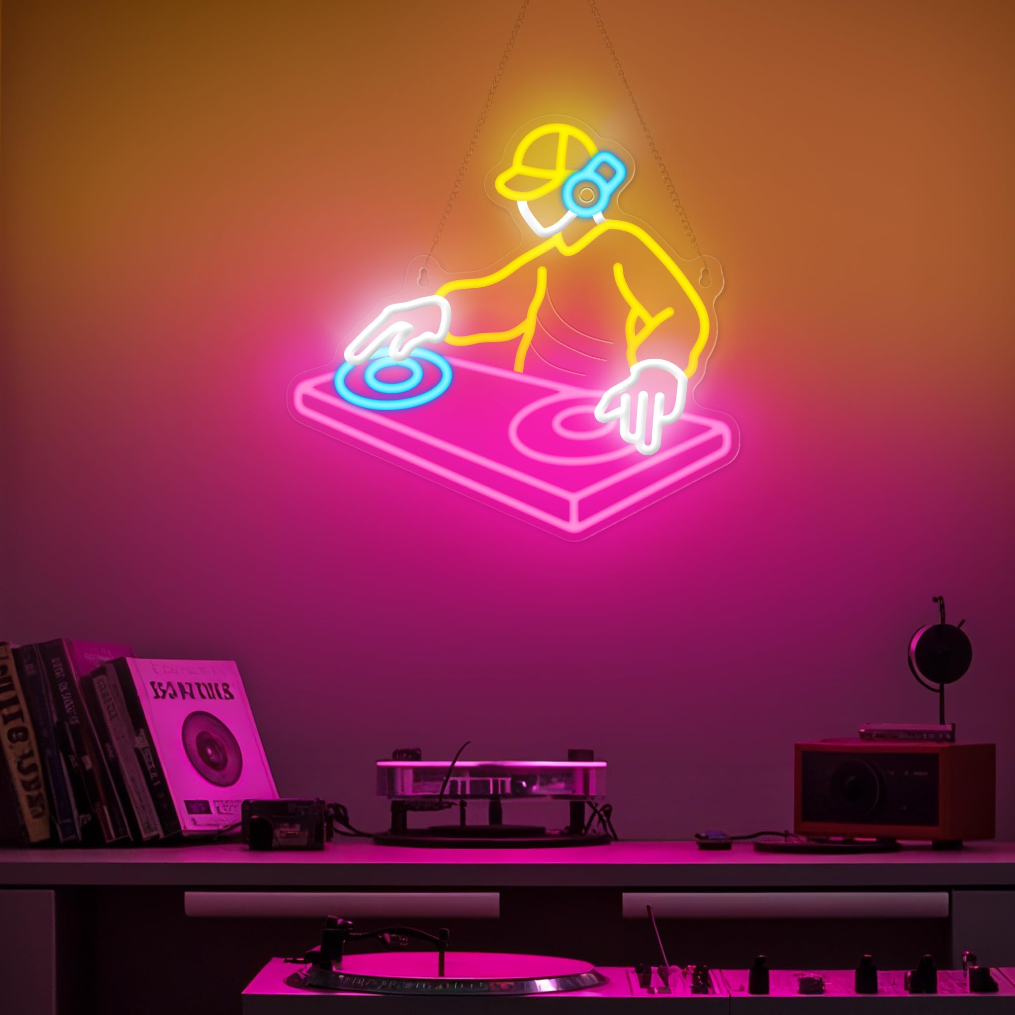 Coolgift Mart Dj Player Neon Sign  Dimmable Led Dj Room Decor Light With Usb Powered  Decorations For Bedroom Man Cave Bar Club  Gift For Dj And Heavy Metal Music Lovers