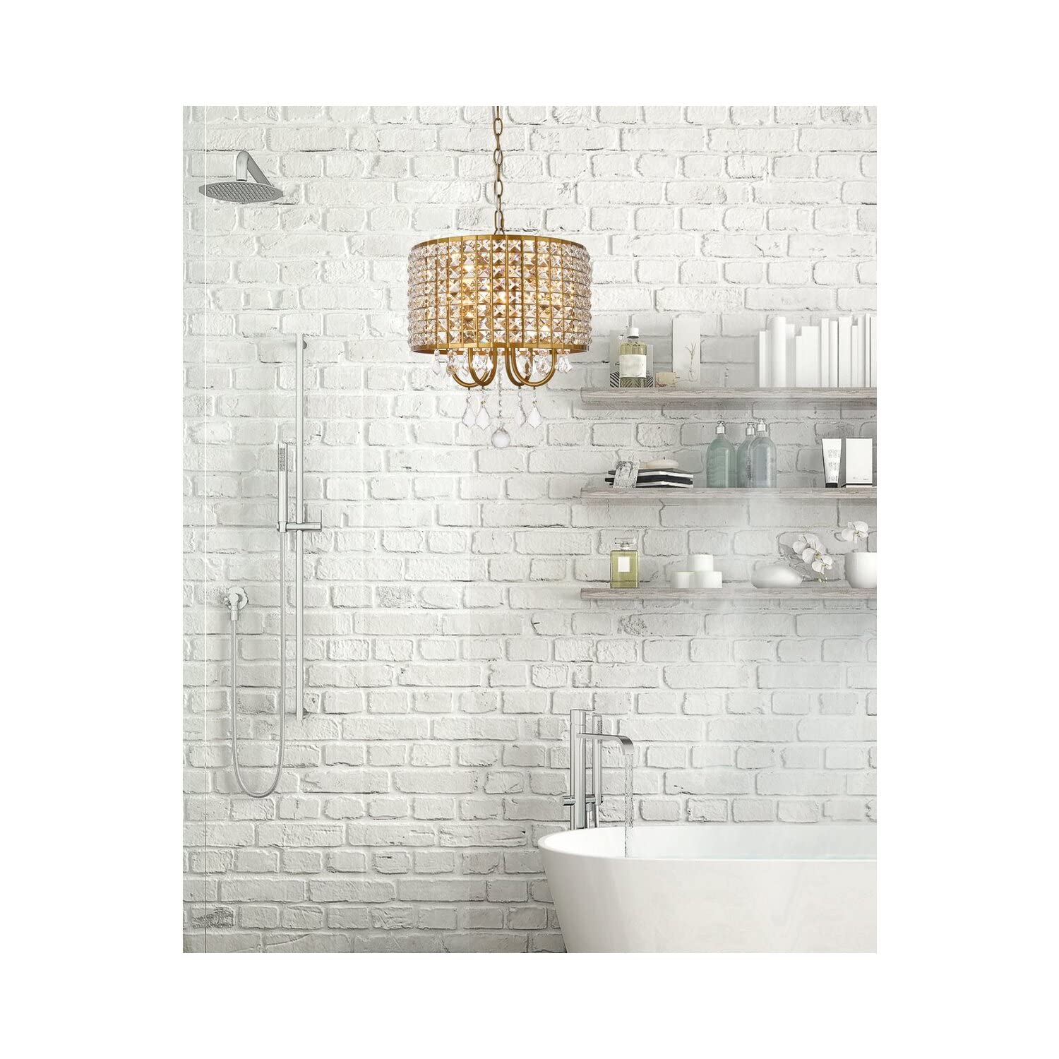 Living District Elise 4-Light Transitional Style Metal Pendant in Brass