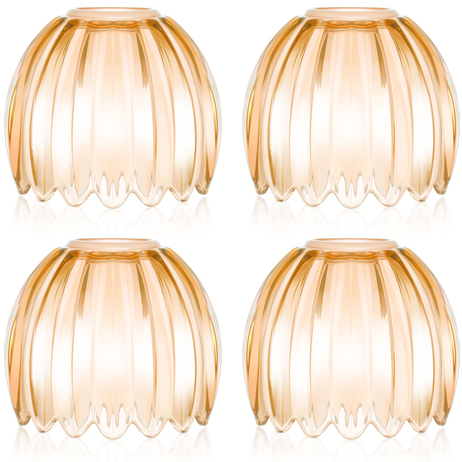 Teenyyou 4 Pcs Glass Tulip Lamp Shade Small Flower Sconce Shade E26 Base 1.65 Top x 4.45 Dia. x 4.33 H Mini Lampshade Replacemen