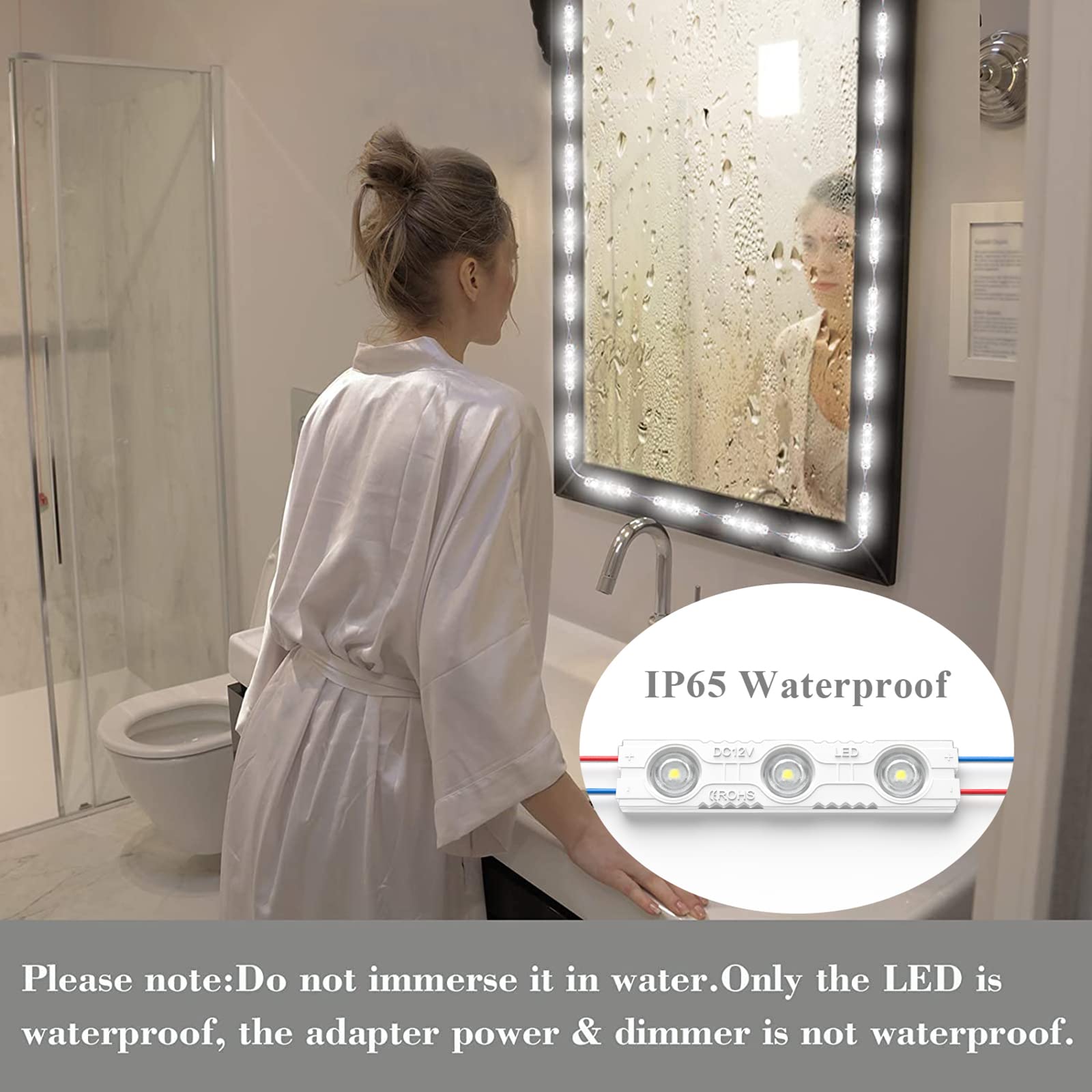 Kintion LED Vanity Mirror Light, Dimmable 13ft Ultra Bright White, with RF Remote for Makeup Vanity & Bathroom Mirror
