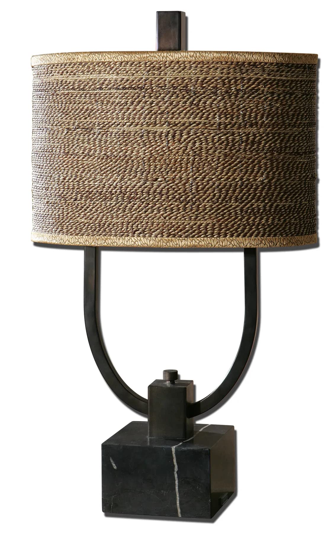 Uttermost Stabina Table Lamp, Rustic Bronze Metal, Marble & Cane, 29.5in L x 10.0in W x 17.0in D, Model 265