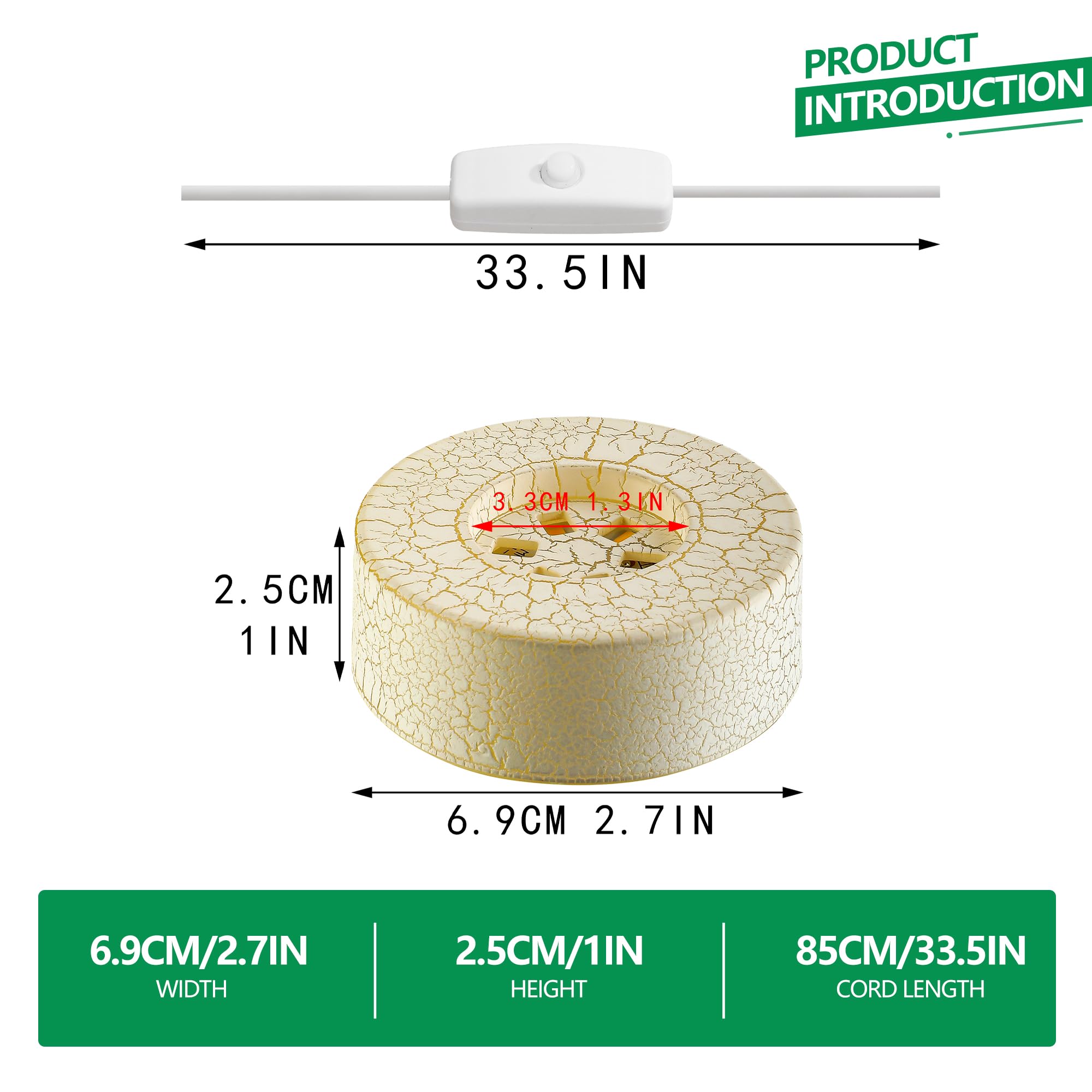 ZEERSHEE LED Display Stand for 3D Crystal Art, 2Pcs, Beige, Plastic, 2.7x1 inch, Warm Light Lamp Base for Home Decor