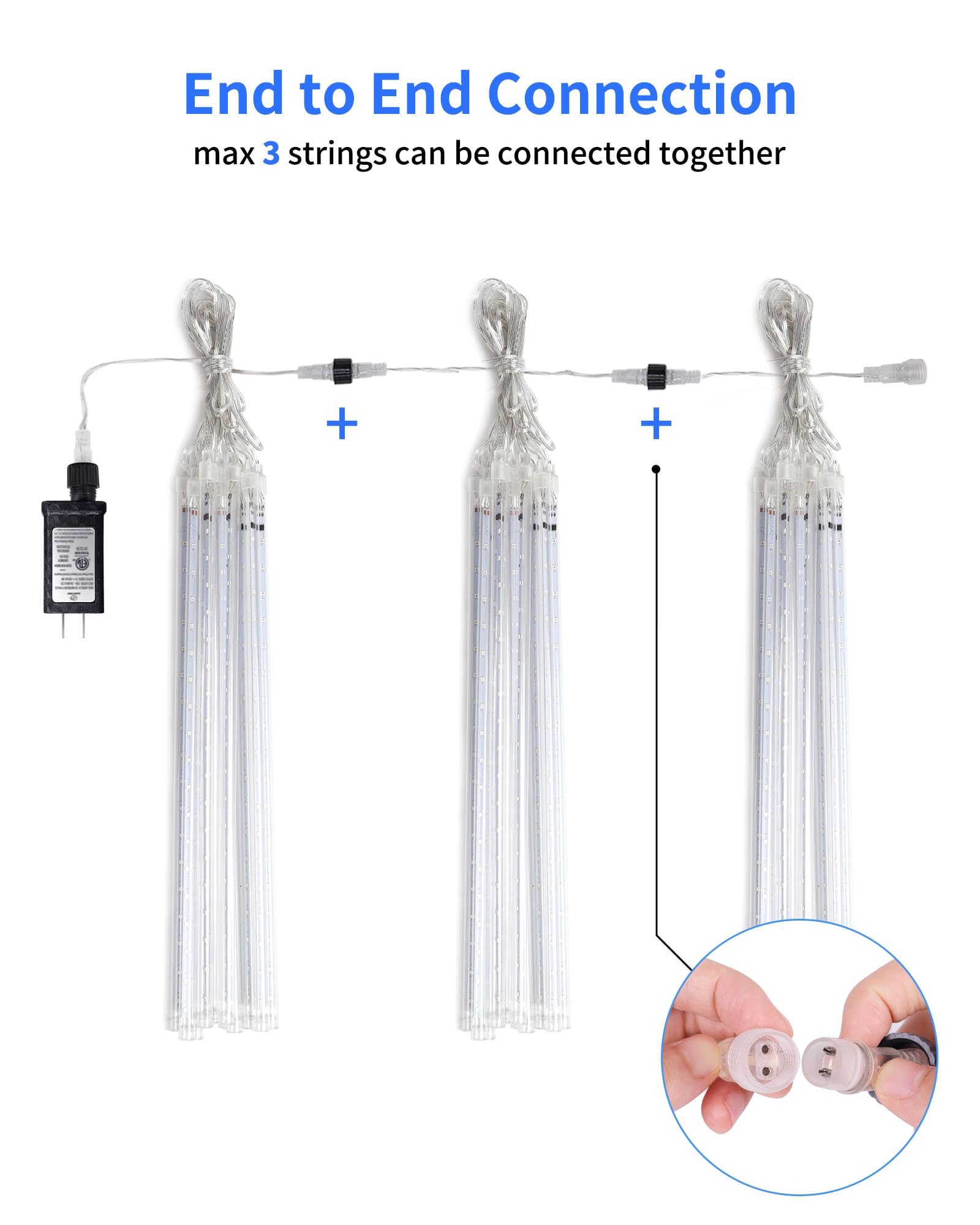 Blingstar 16" Blue Meteor Shower LED Lights - Waterproof Dripping Icicle Lights for Outdoor Xmas & Halloween Decoration