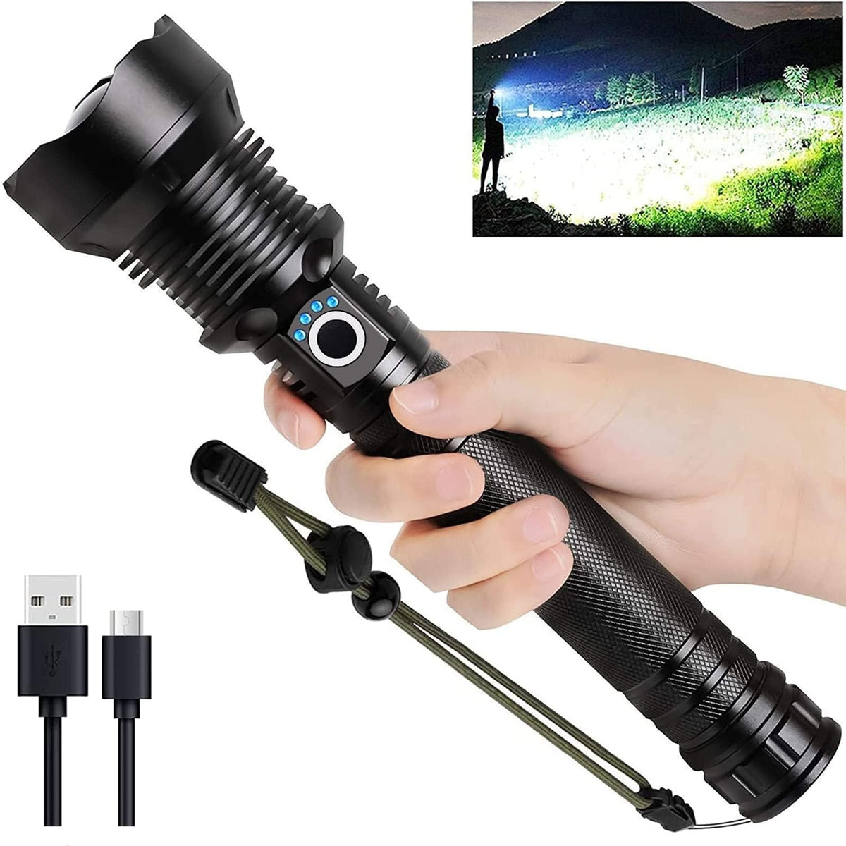 Lylting Rechargeable Led Flashlights High Lumens, 250000 Lumens Super Bright Flashlight With 5 Modes & Waterproof, Powerful Hand