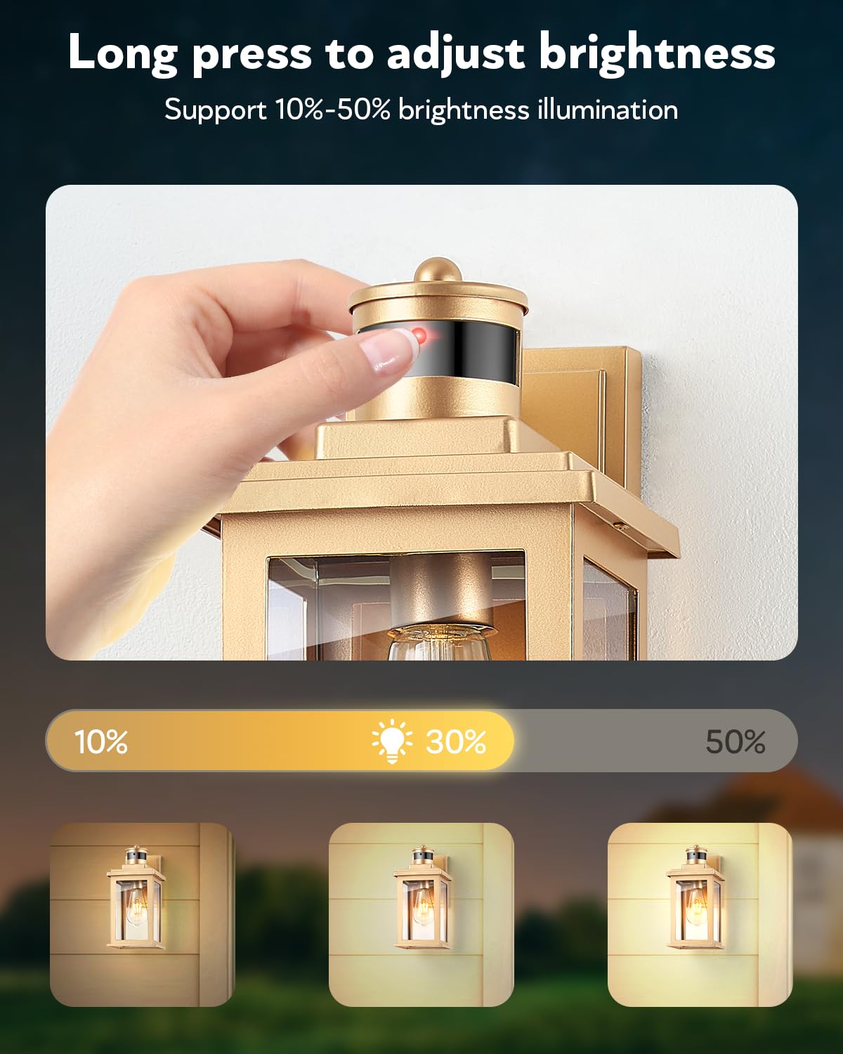 Vianis Motion Sensor Exterior Lights For House, Dusk To Dawn Outdoor Light Fixture Lantern, Gold Waterproof Outdoor Motion Senso