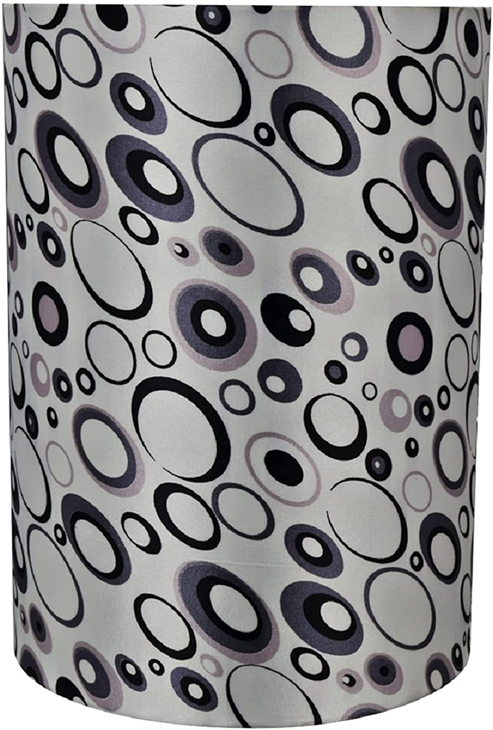 Aspen Creative 31271A Transitional Drum (Cylinder) Shape Spider Construction Lamp Shade In Grey With Black Design 8'' Wide (8''