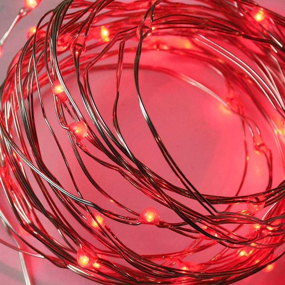JosMega Solar Powered Fairy String Lights, Waterproof, 8 Modes, 33ft-100LED, Red