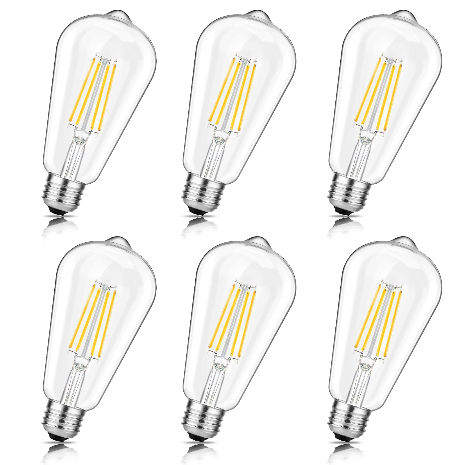 Svater Vintage Led Edison Bulbs, 6W Equivalent 60W, High Brightness Neutral White 4000K, St58 Antique Led Filament Bulbs With 85