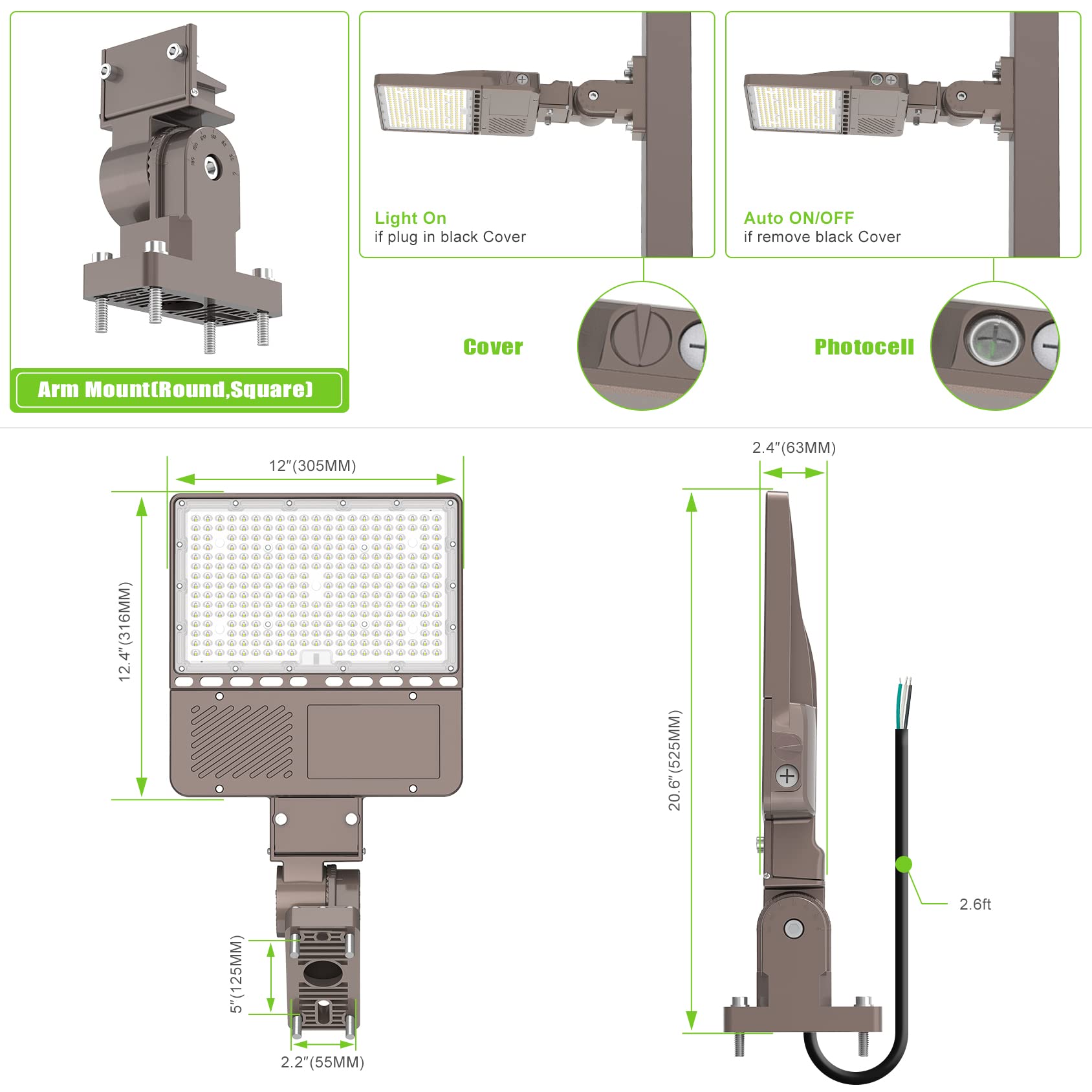 200W Led Parking Lot Light With Photocell Ul Dlc Listed 30000Lm Commercial Led Shoebox Pole Lights Arm Mount Flood Lights Dusk T