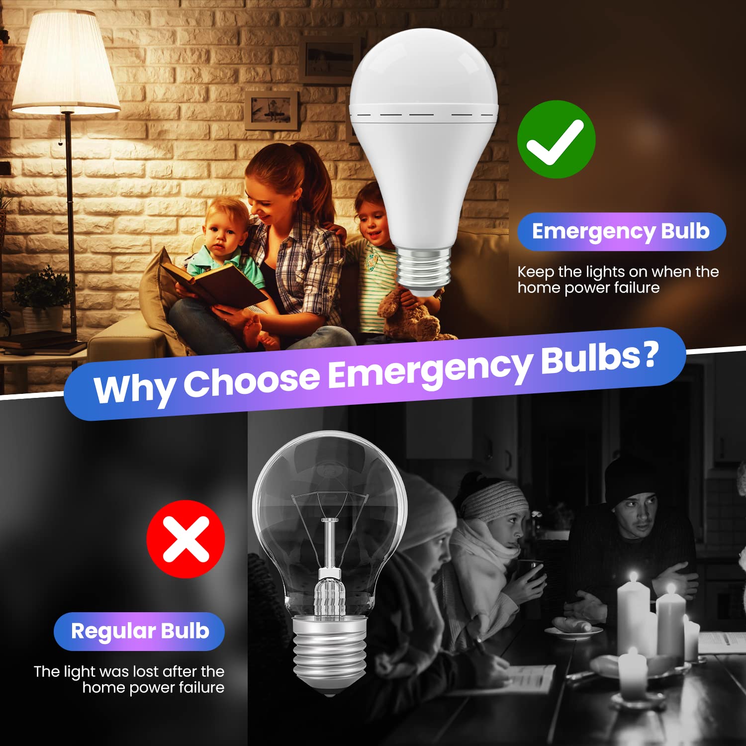 LHZHENG Rechargeable LED Light Bulb, 12W Equivalent, 1200mAh, White, 10 Pack, Portable with Hook for Home, Camping, Hiking