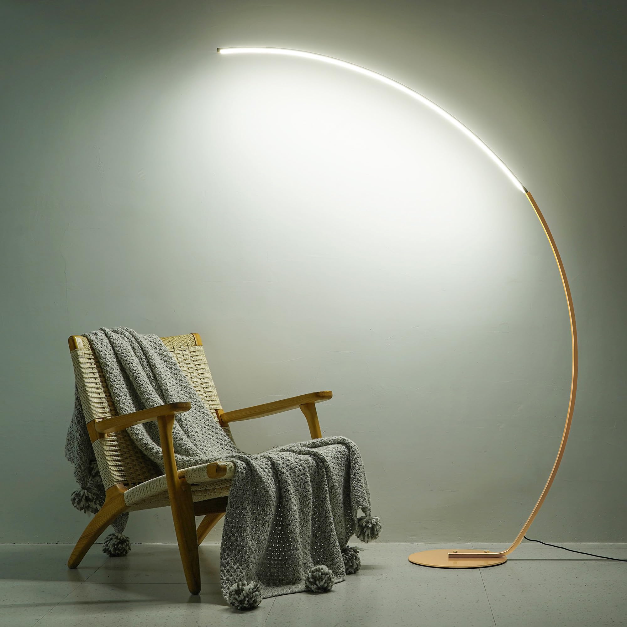 NU?R Arc Floor Lamp, 67'' Tall Gold LED Modern Standing Floor Lamp with Remote Control, Arched Bright Floor Lamps for Living Roo