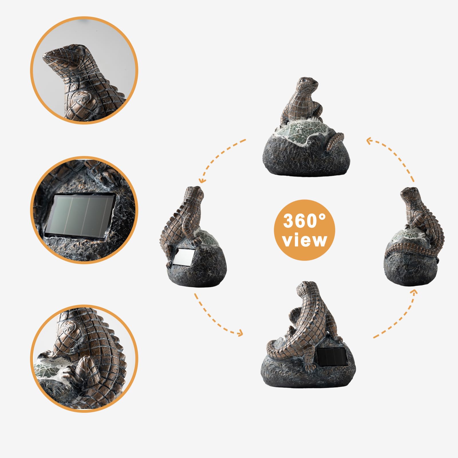 Rezpuao Solar Garden Outdoor Statues Lizard With Led Lights - Lawn Decor Lizard Statue For Patio, Balcony, Yard Ornament - Uniqu