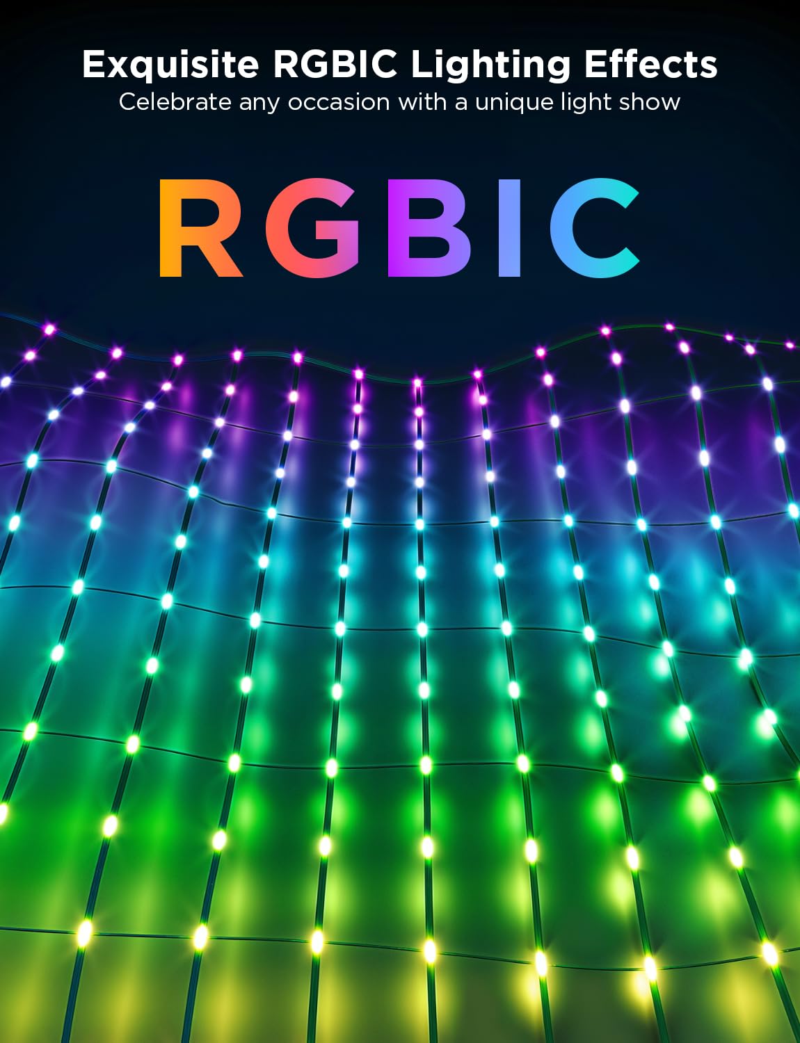 Govee Outdoor Net Lights, 2.8    4.7Ft With Rgbic And Diy Functions, 240 Leds Smart Net Lights With 64 Modes For Bush Patio Deco