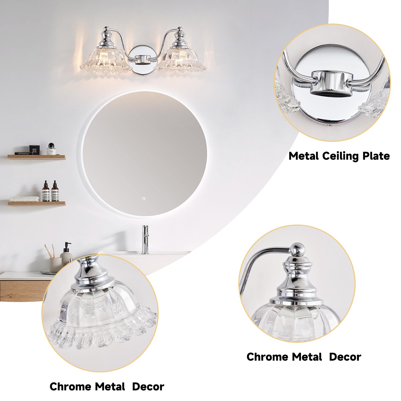 Xiedun Chrome Vanity Light Chrome Bathroom Lights Vanity Lights For Bathroom Light Fixtures