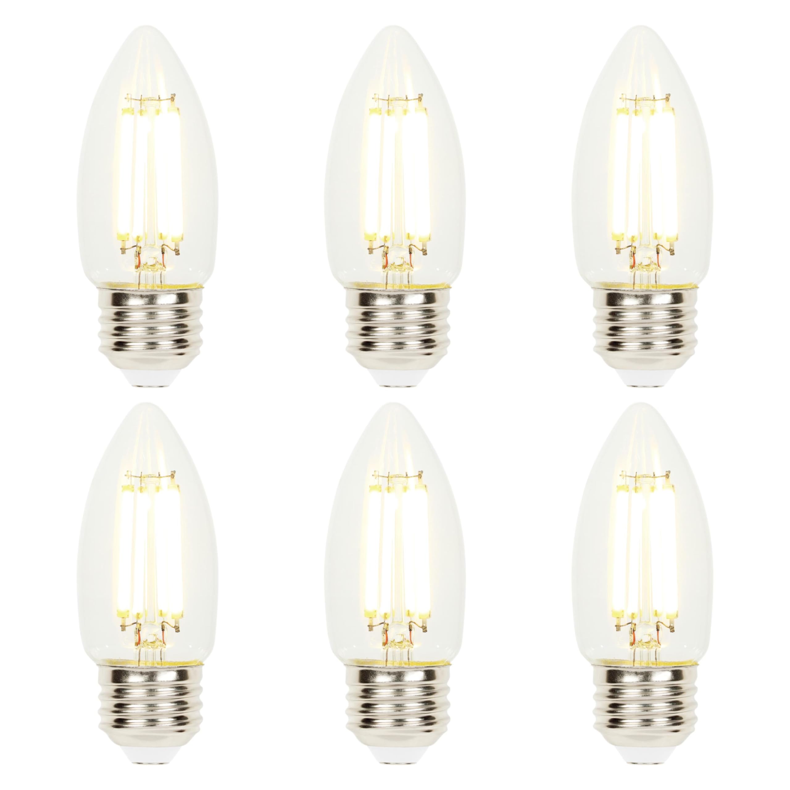 Westinghouse 5309020 6.5 Watt (100 Watt Equivalent) B11 Dimmable Clear Filament LED Light Bulb, Medium Base, 6 Pack