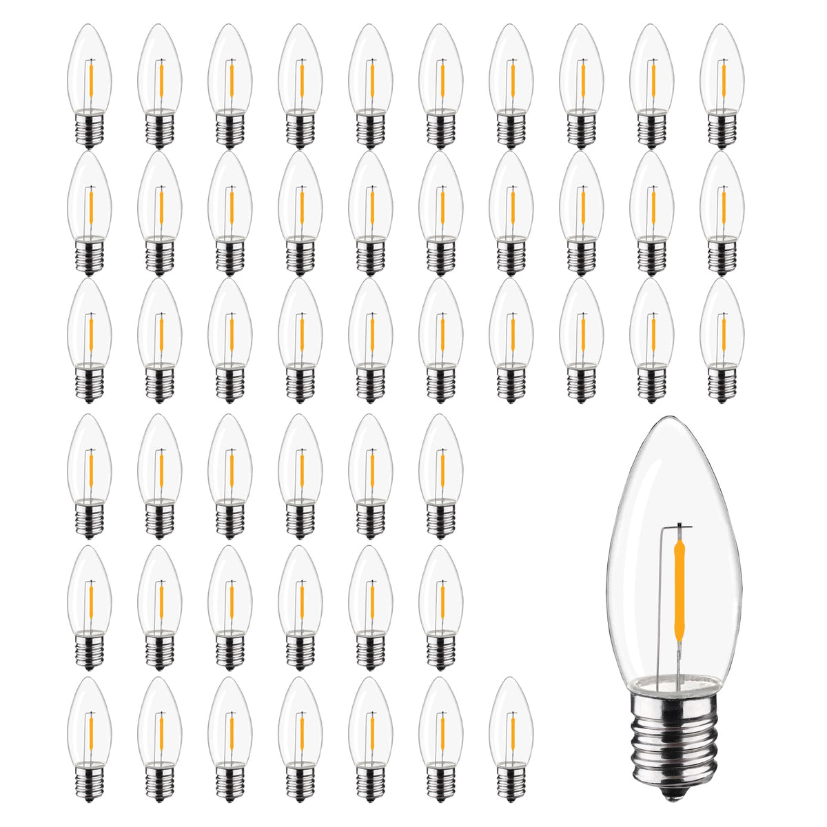 Futime C9 Christmas Replacement Led Light Bulbs,E17 Base Commercial Grade Holiday Bulbs, 4W 5W 6W 7W Incandescent Equivalent, Wa