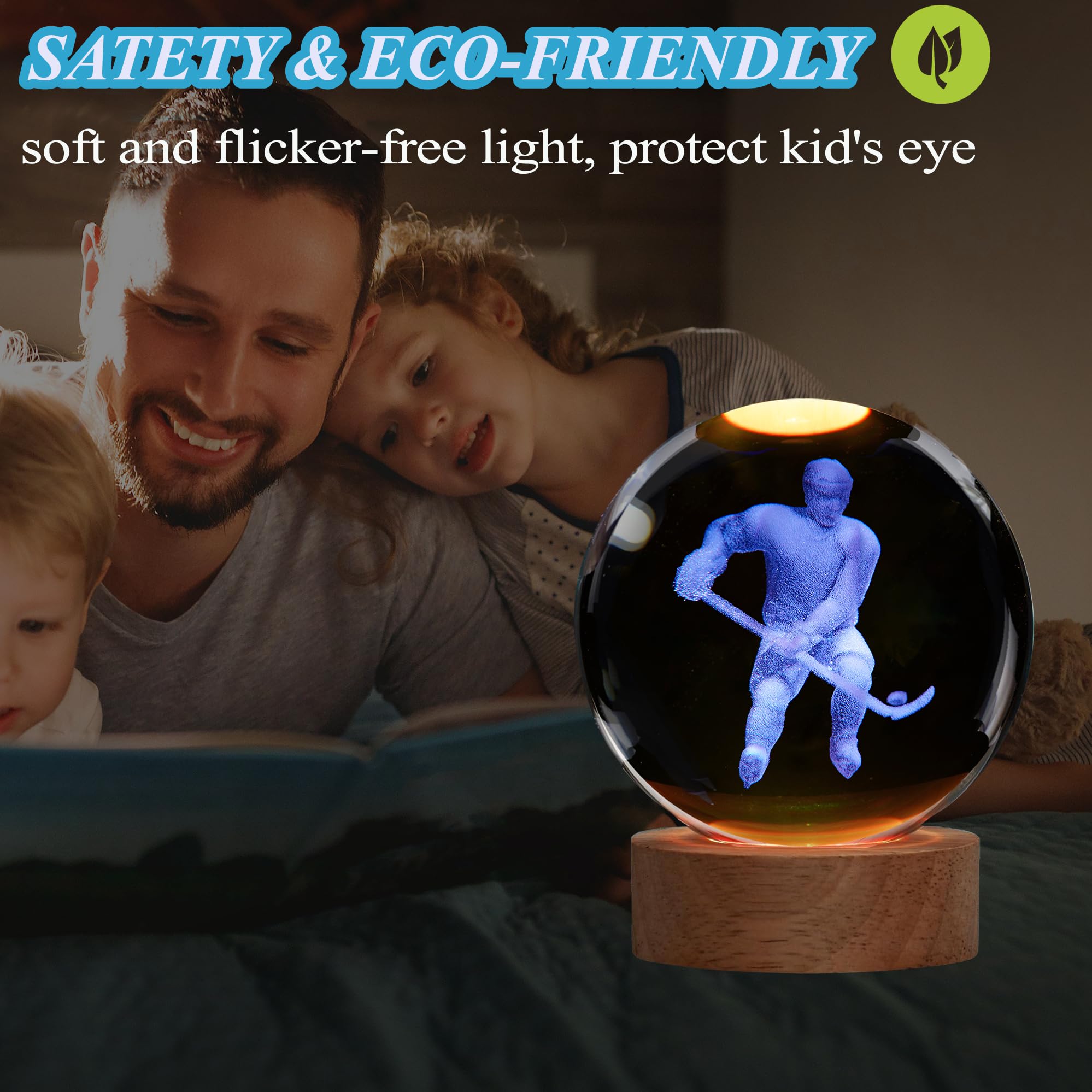 POSSHE 3D Hockey Night Light with Remote, 16 Colors, 3.15 Inch, Cool Gift for Boys and Girls, Model MY-3D LAMP-CRACK