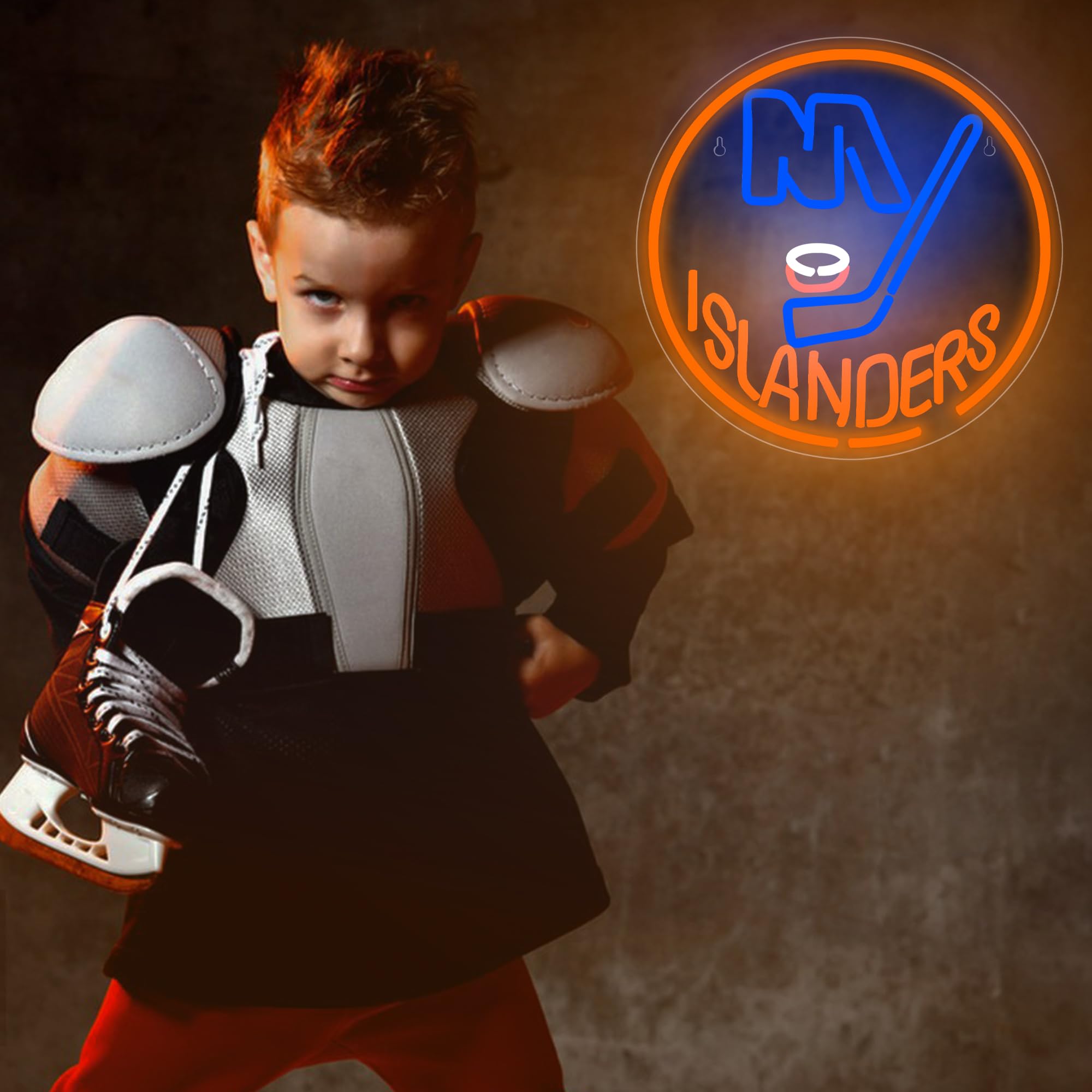 FTMGGDG Ice Hockey Neon Sign, Acrylic Team Logo Light, 13.4 x 13.4 inches, Islanders, Model FMXD600