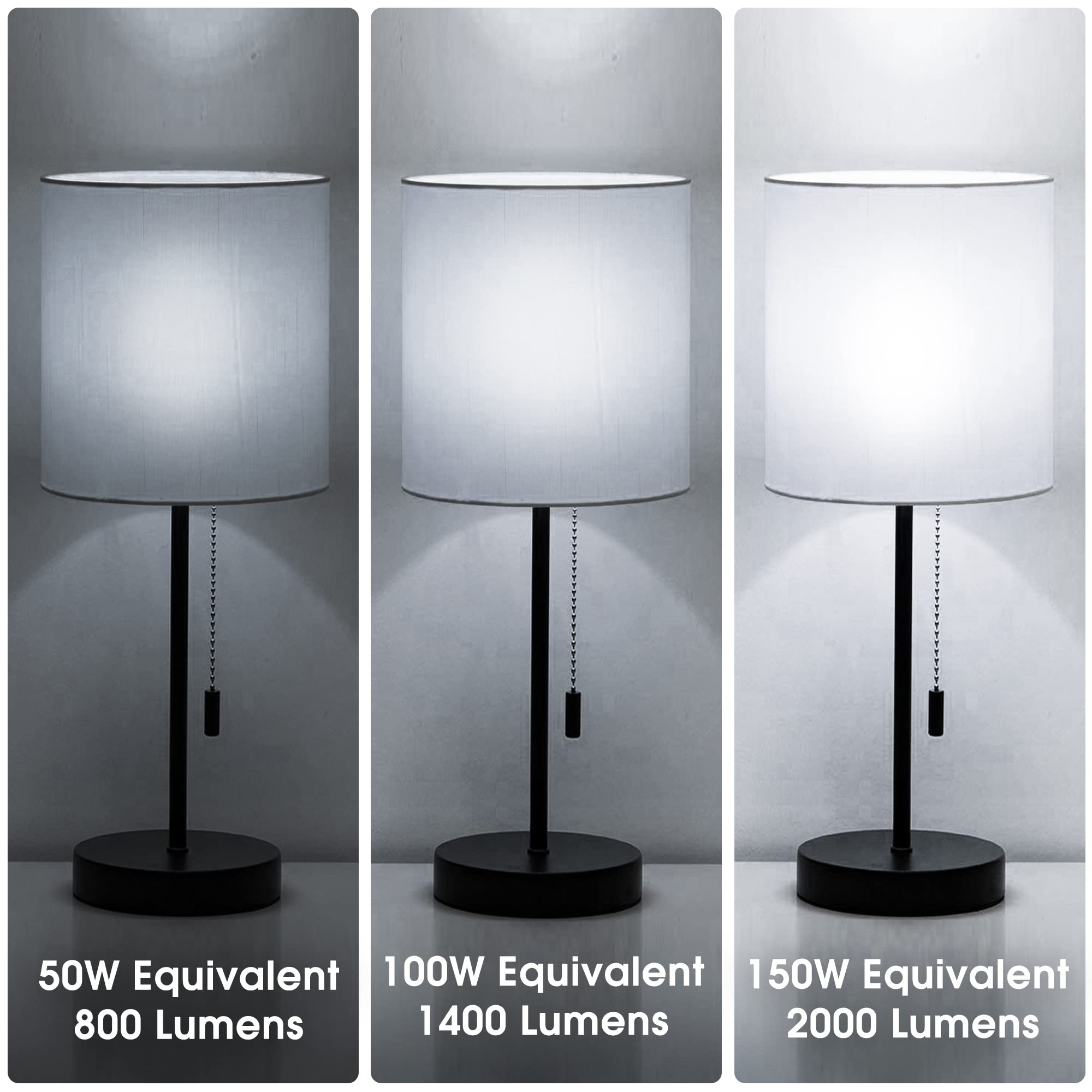 Briignite 3 Way Led Light Bulbs 50-100-150W Equivalent Daylight White 5000K, 3-Way A21 Led Light Bulb E26 Medium Base, 600Lm-125