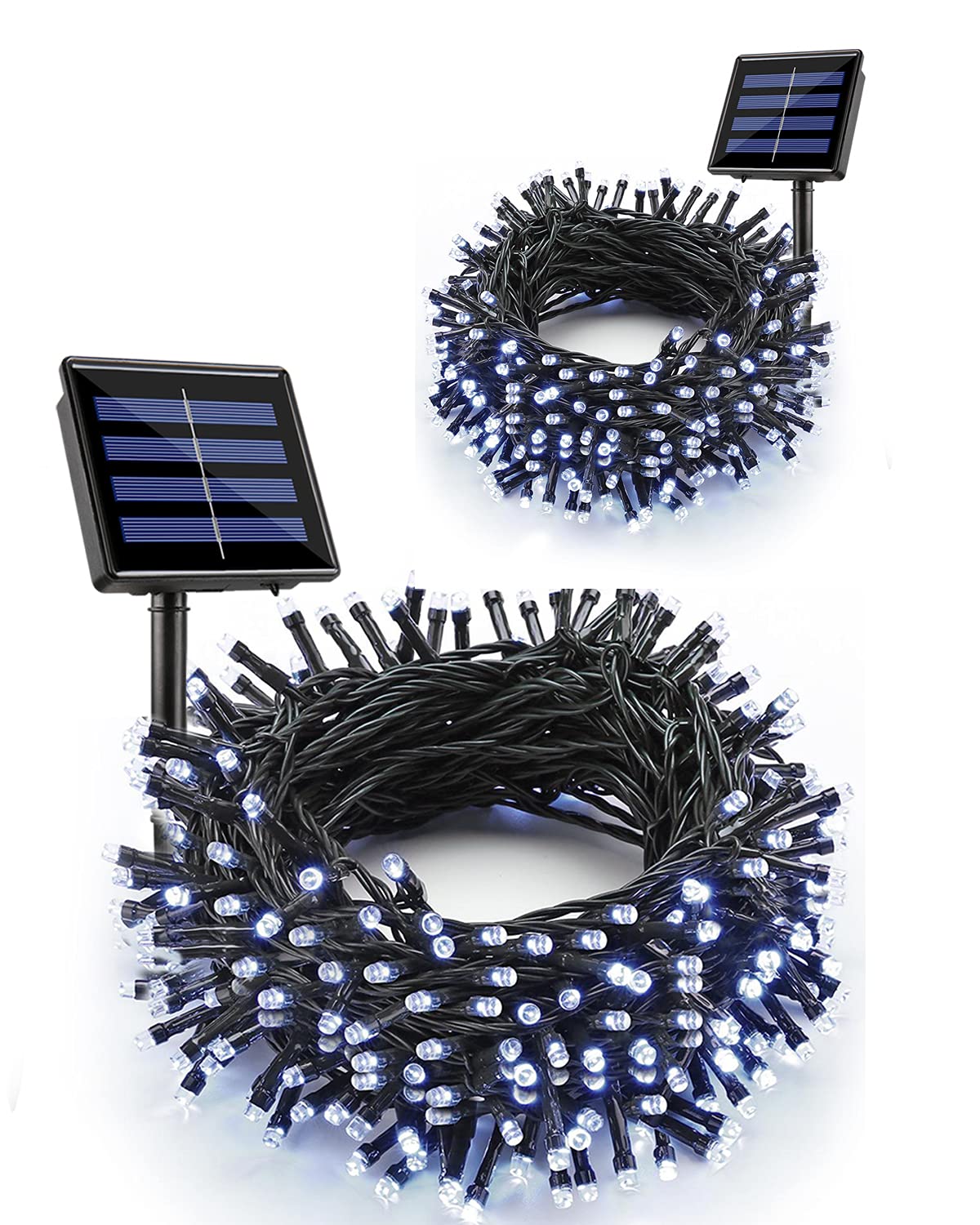 Flacchi Christmas Lights Solar 2 Pack Total 144Ft 400 Led 8 Modes Outdoor String Lights Waterproof Solar Fairy Lights For Garden