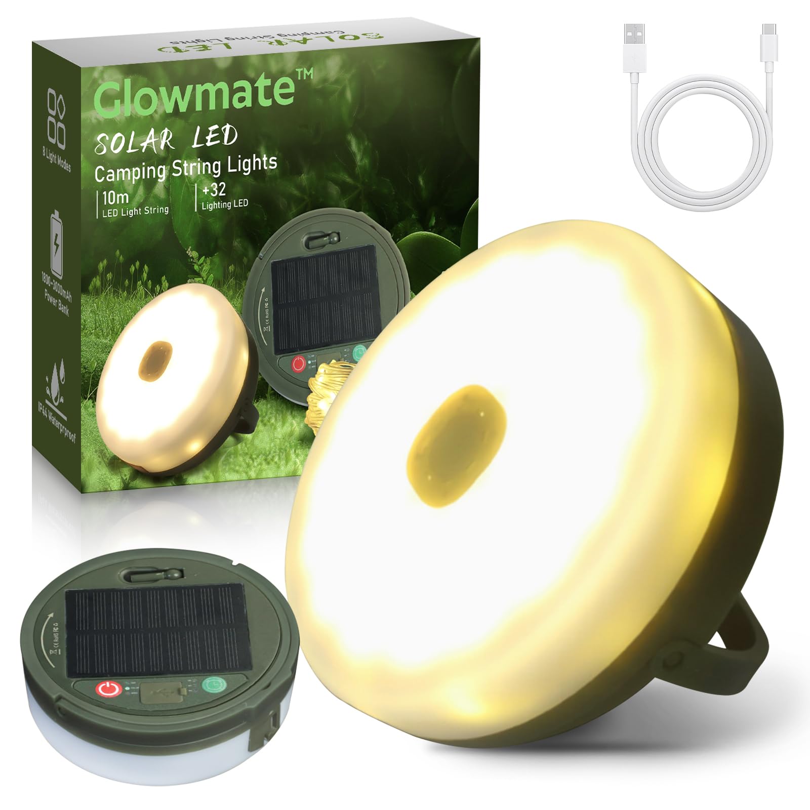 Glowmate 4 In 1 Camp Light Camping String Lights With 8 Modes Rechargeable Waterproof Retractable String Lights Your Ultimate Ou