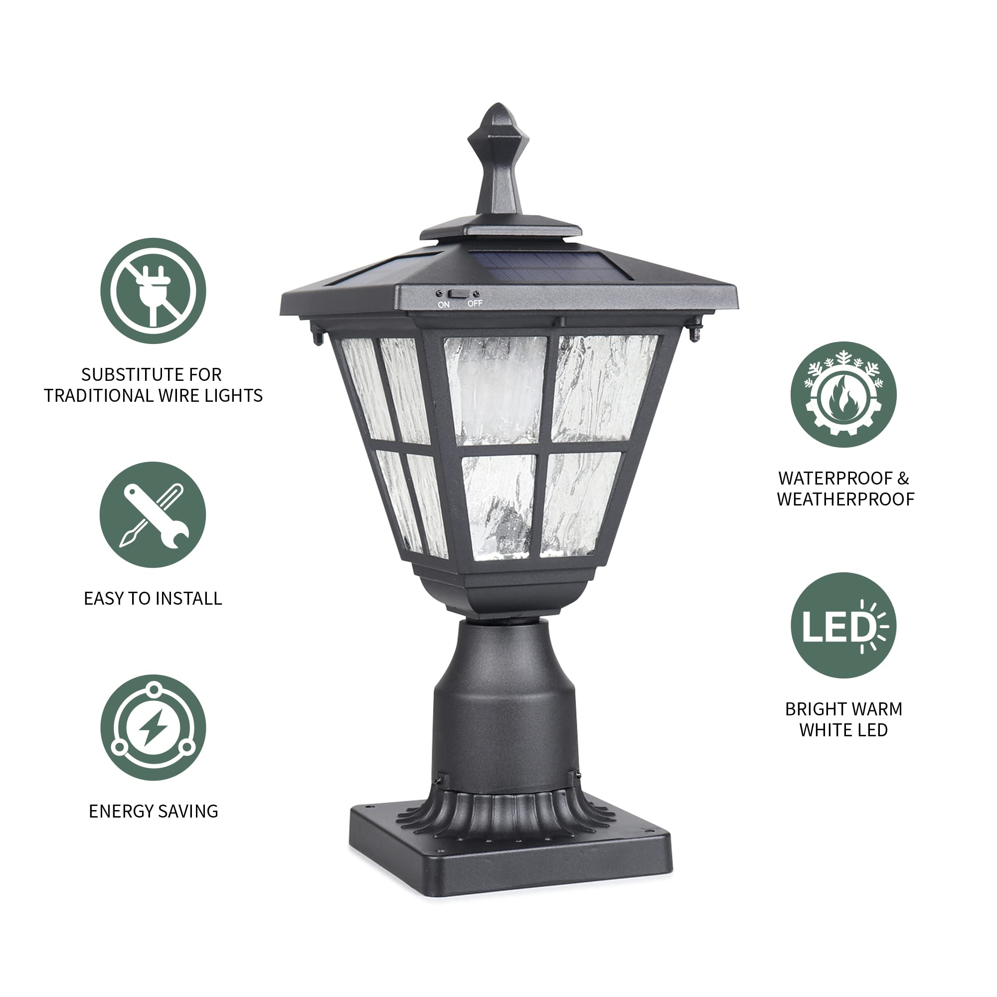 Kemeco St4325Q Post Solar Light Cast Aluminum Led Lamp Fixture With 3-Inch Fitter Base For Outdoor Garden Post Pole Mount Landsc