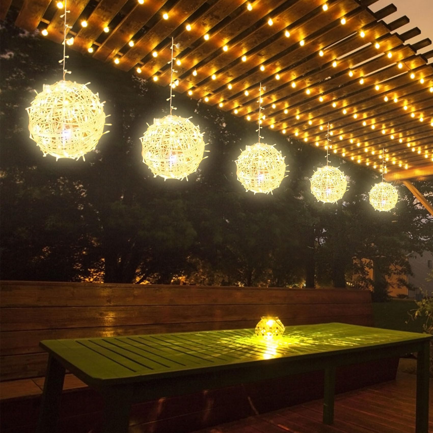 Baung Christmas String Lights Outdoors,4 Pack 7.98&quot; Sphere Lights,Ball Tree Garden Globe Lights For Home, Party, Christmas, Porch Patio,Wedding, Garden,Tree Decoration With Plug