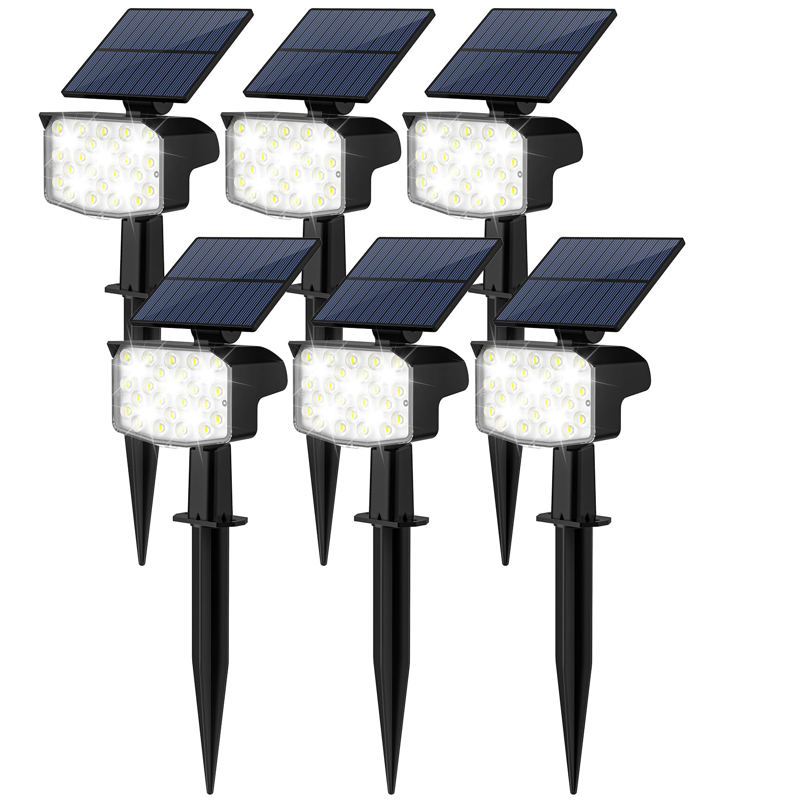 NACINIC Solar Spot Lights Outdoor Waterproof Adjustable 6 Pack Cool White Landscape Lighting
